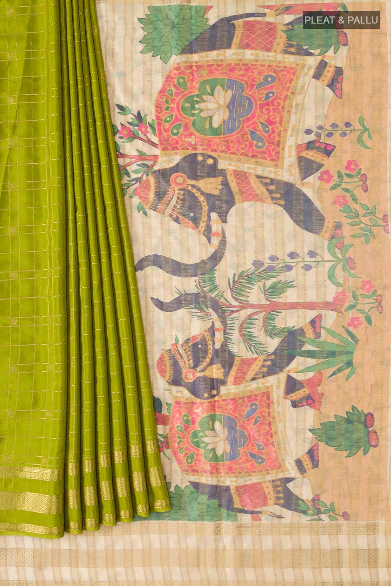 Green Blended Crepe Saree