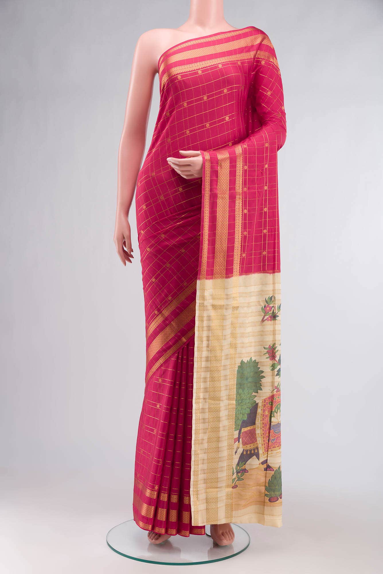 Coral Blended Crepe Saree