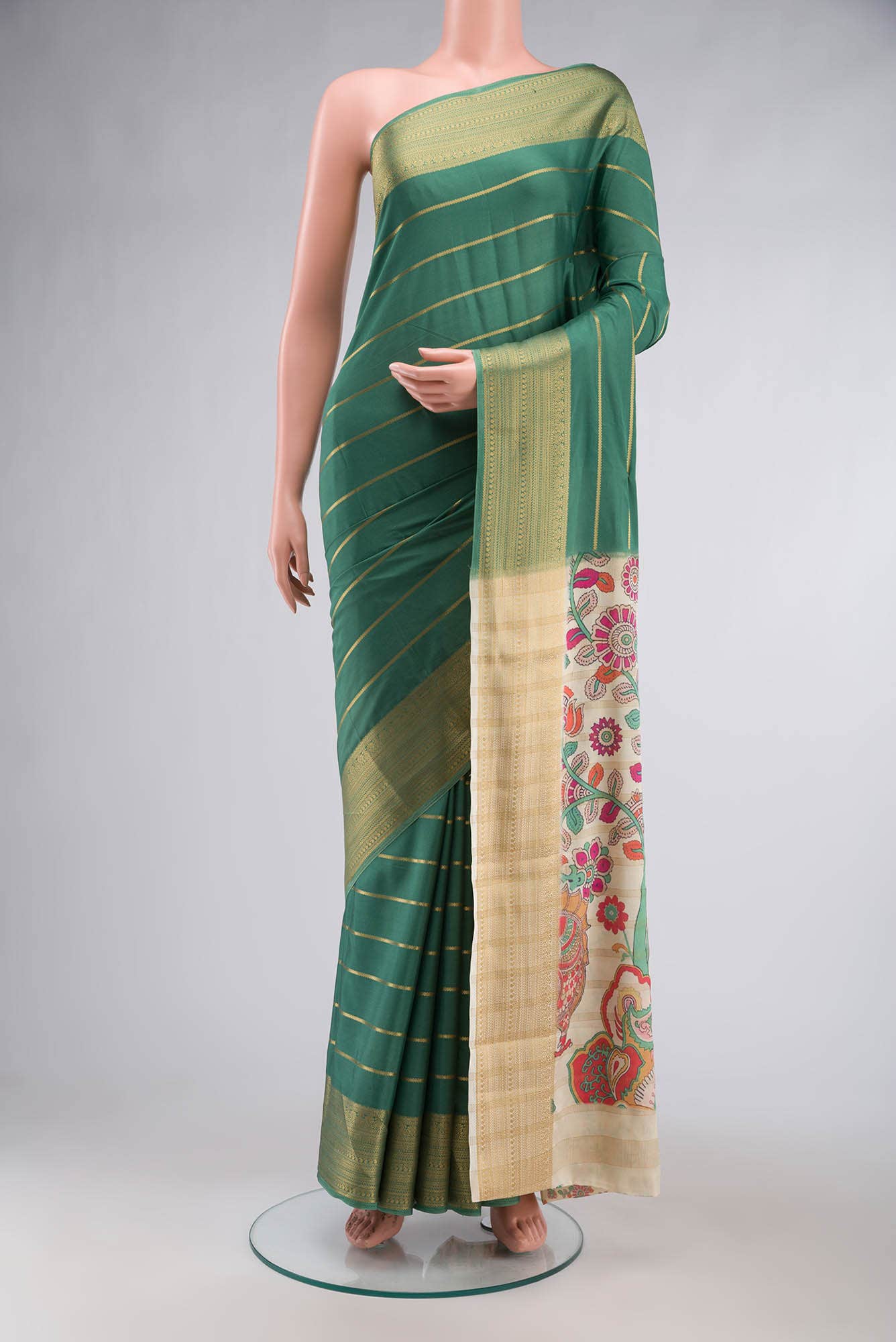 Green Blended Crepe Saree