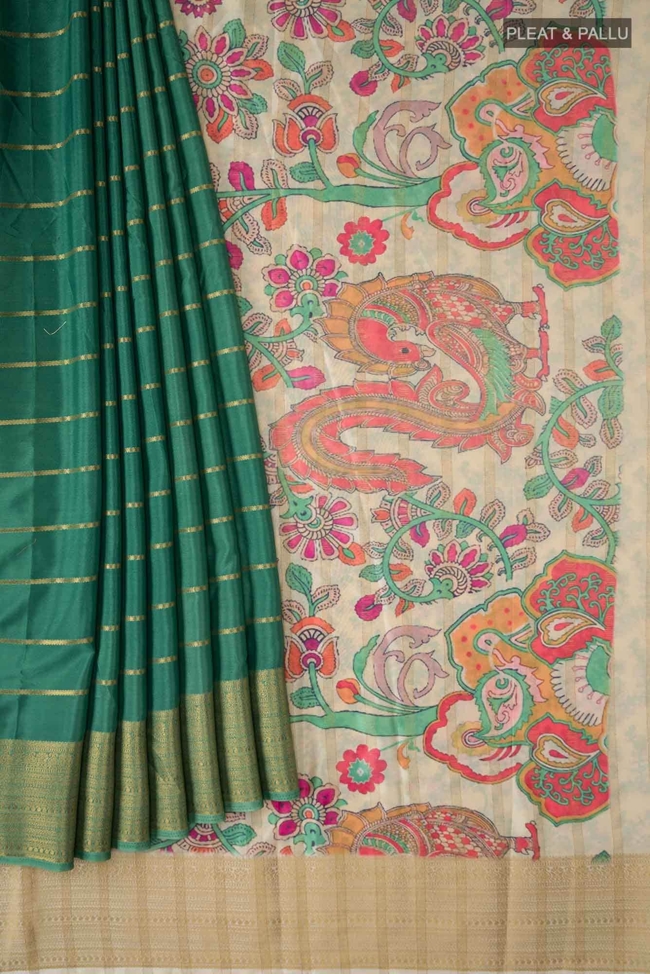 Green Blended Crepe Saree