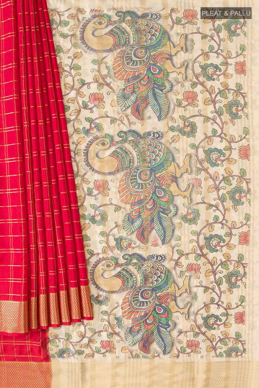 Red Blended Crepe Saree