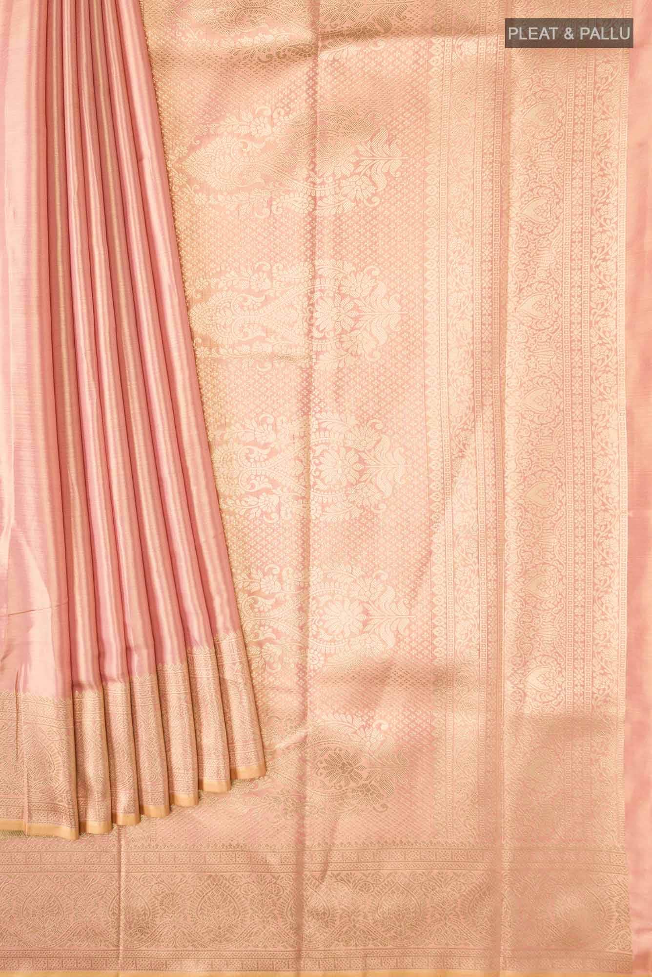 Peach with Gold Dual Tone Blended Art Silk Saree