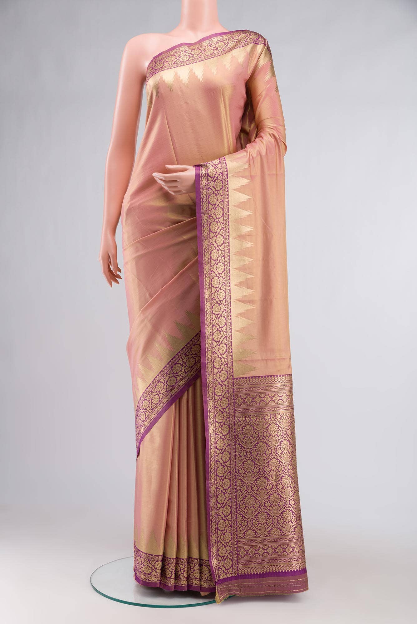 Peach Blended Art Silk Saree