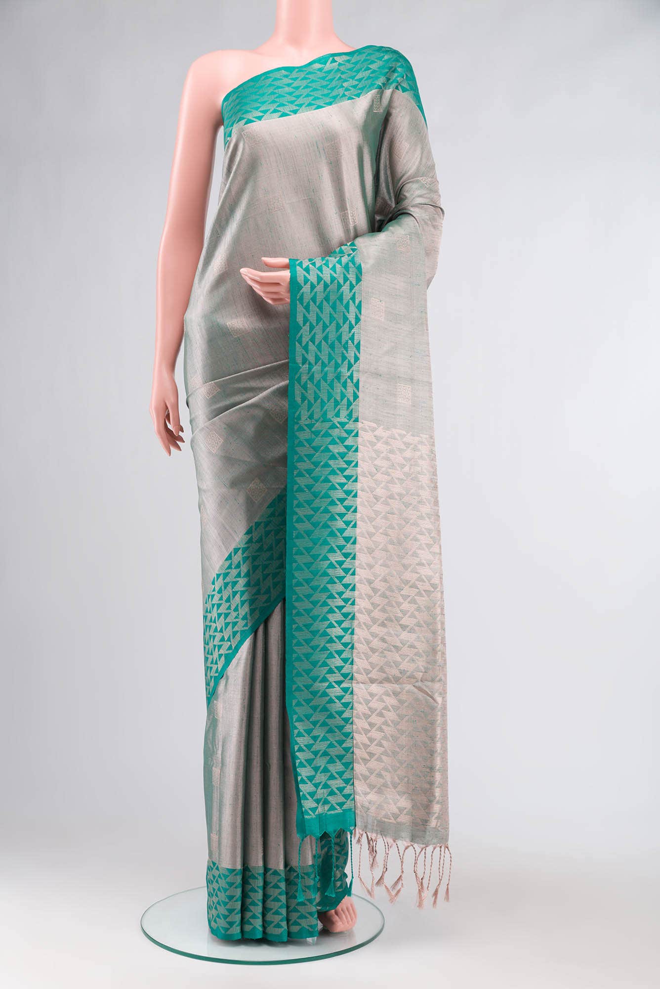 Green Blended Tussar Silk Saree