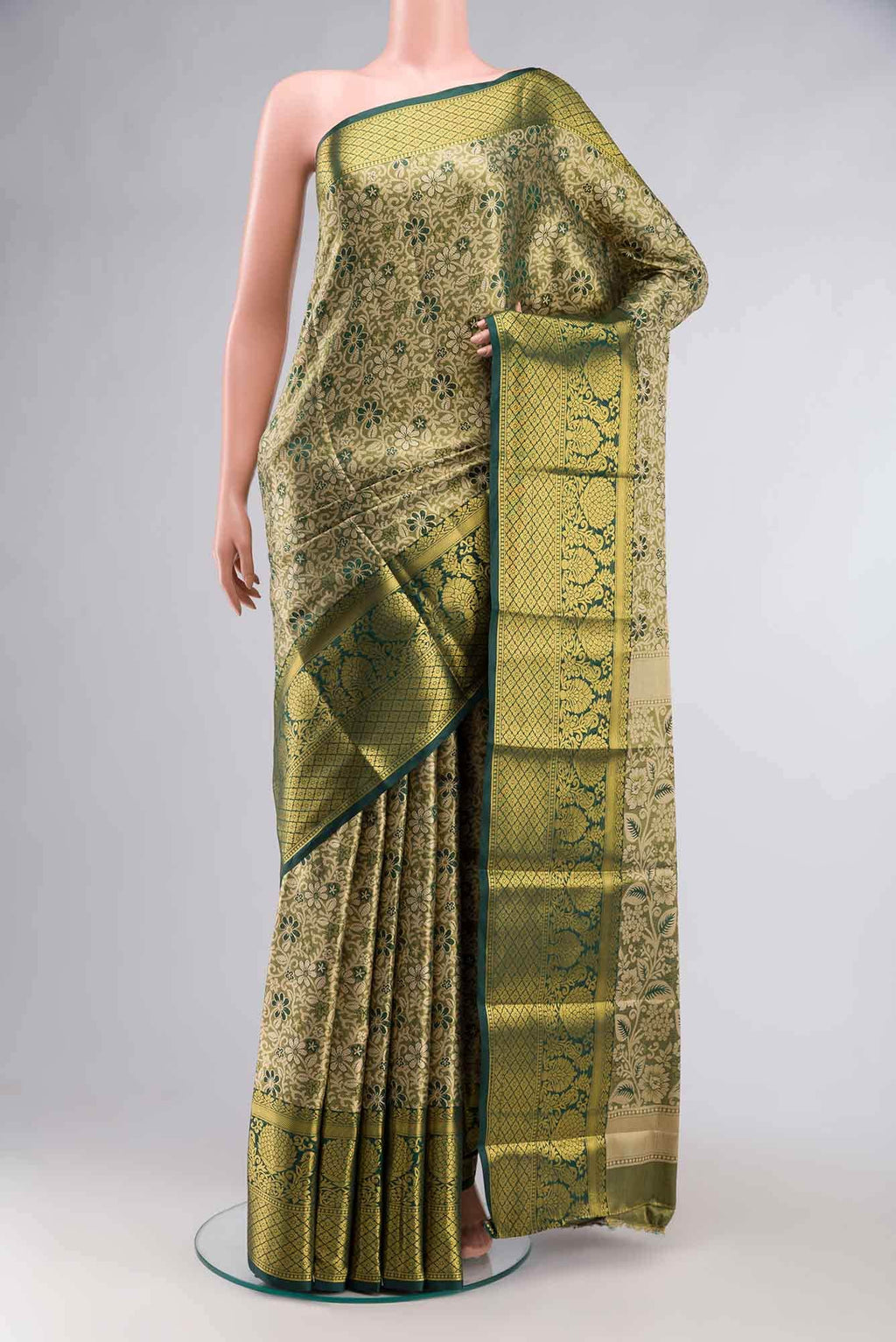 Green Blended Art Silk Saree