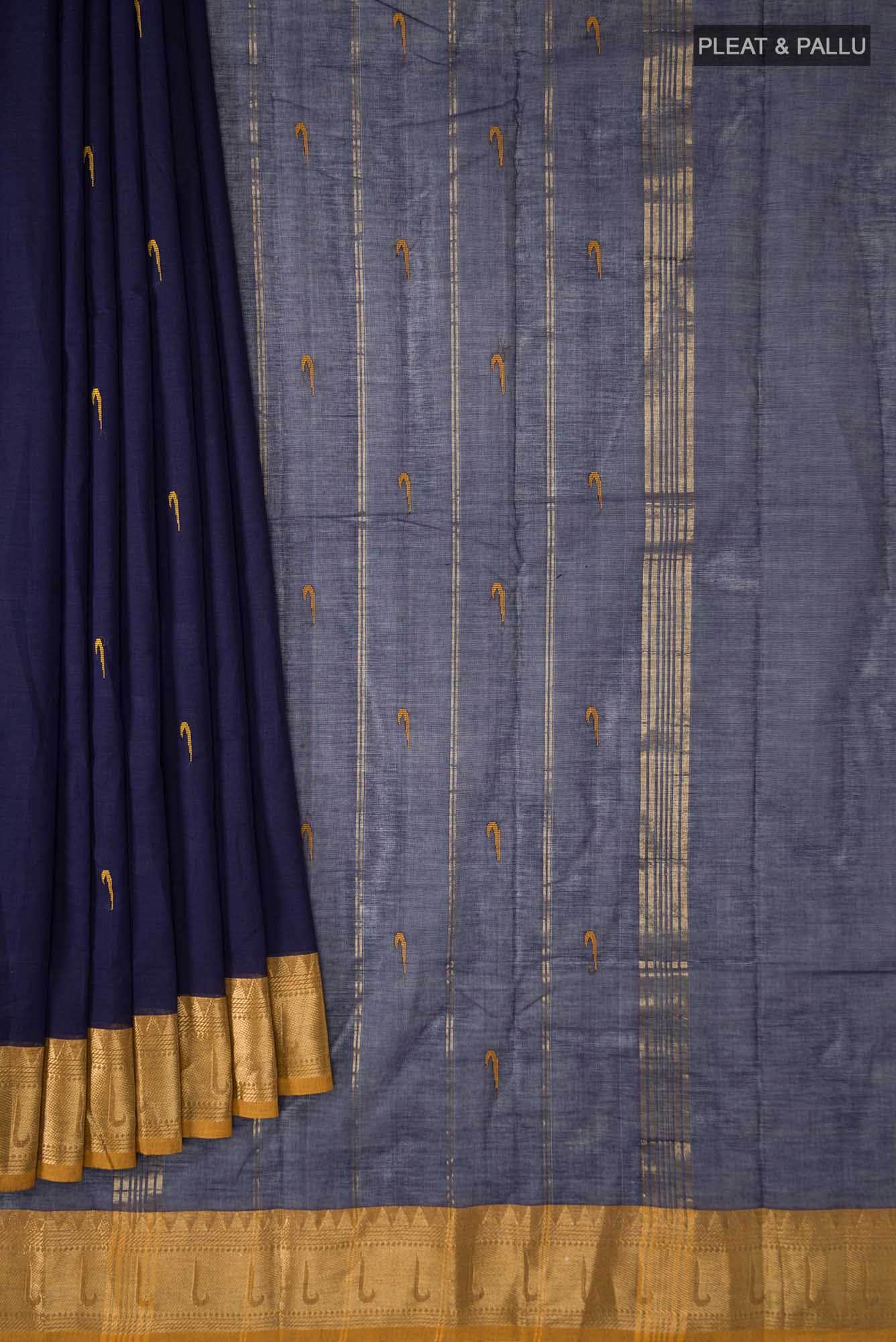 Navy Blue Kanchi Cotton Saree