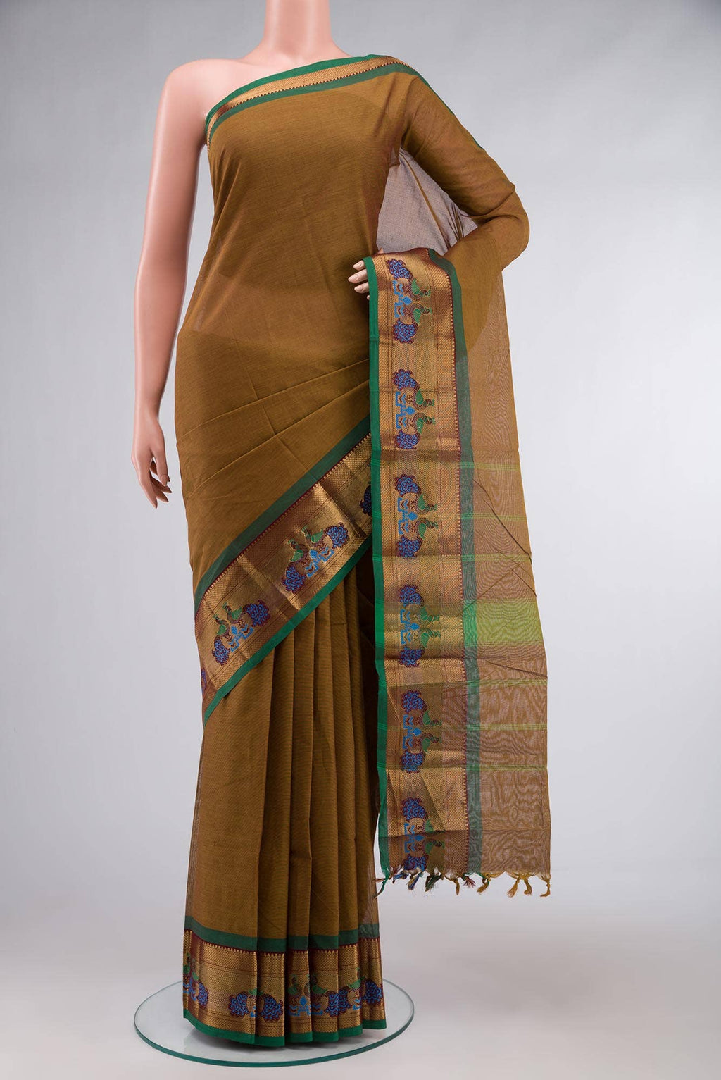 Brown Kanchi Cotton Saree