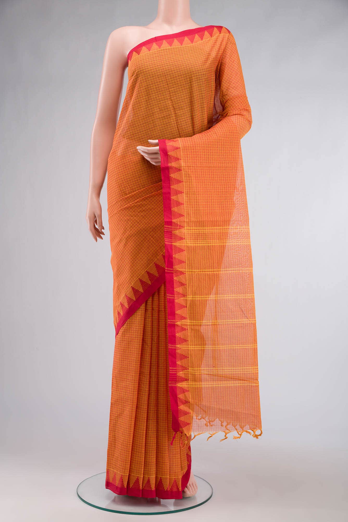 Orange Kanchi Cotton Saree