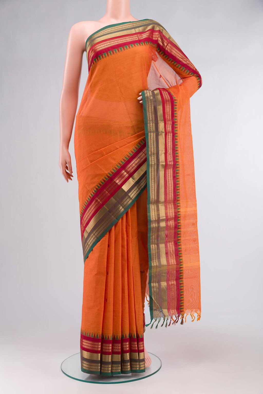 Orange Kanchi Cotton Saree