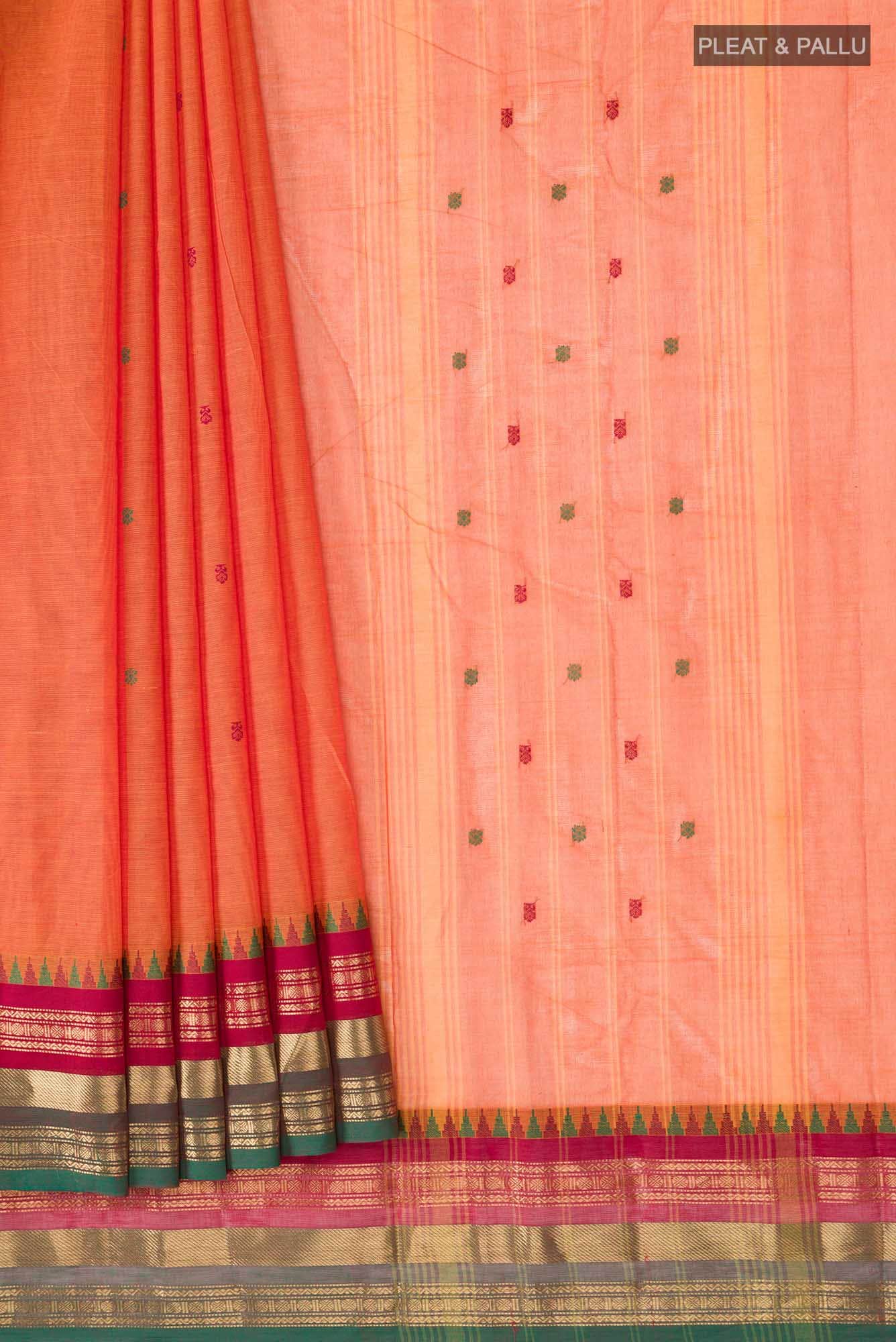 Orange Kanchi Cotton Saree