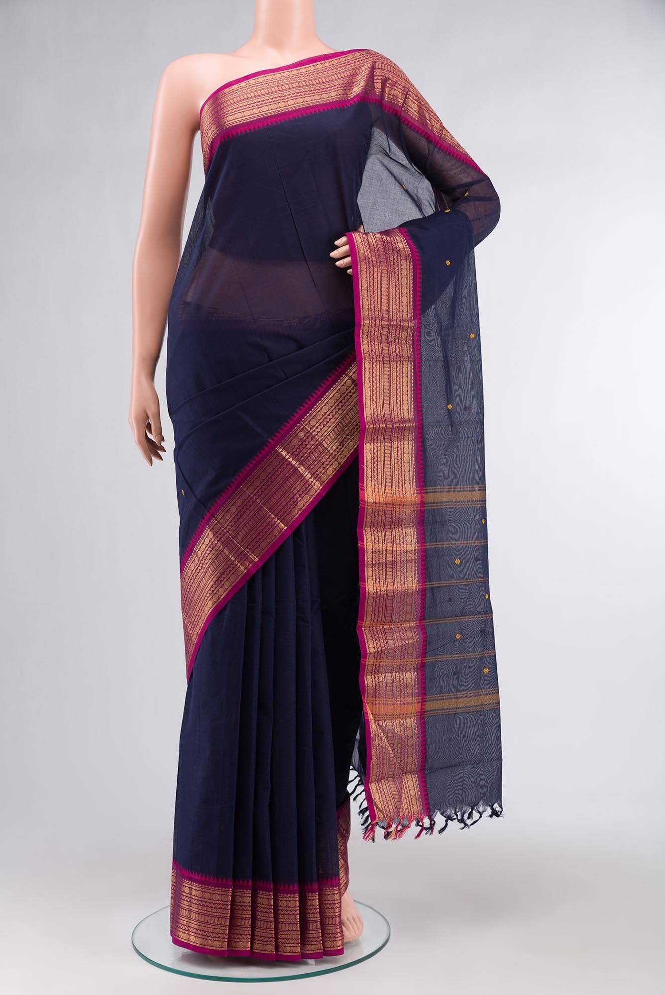 Navy Blue Kanchi Cotton Saree
