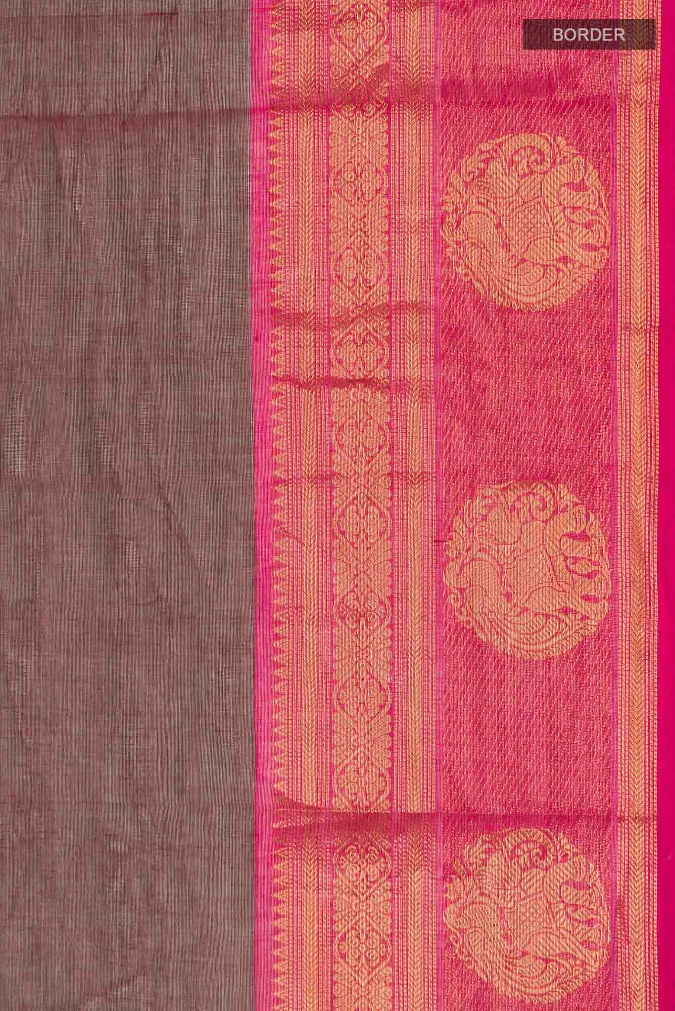Green with Red Dual Tone Kanchi Cotton Saree