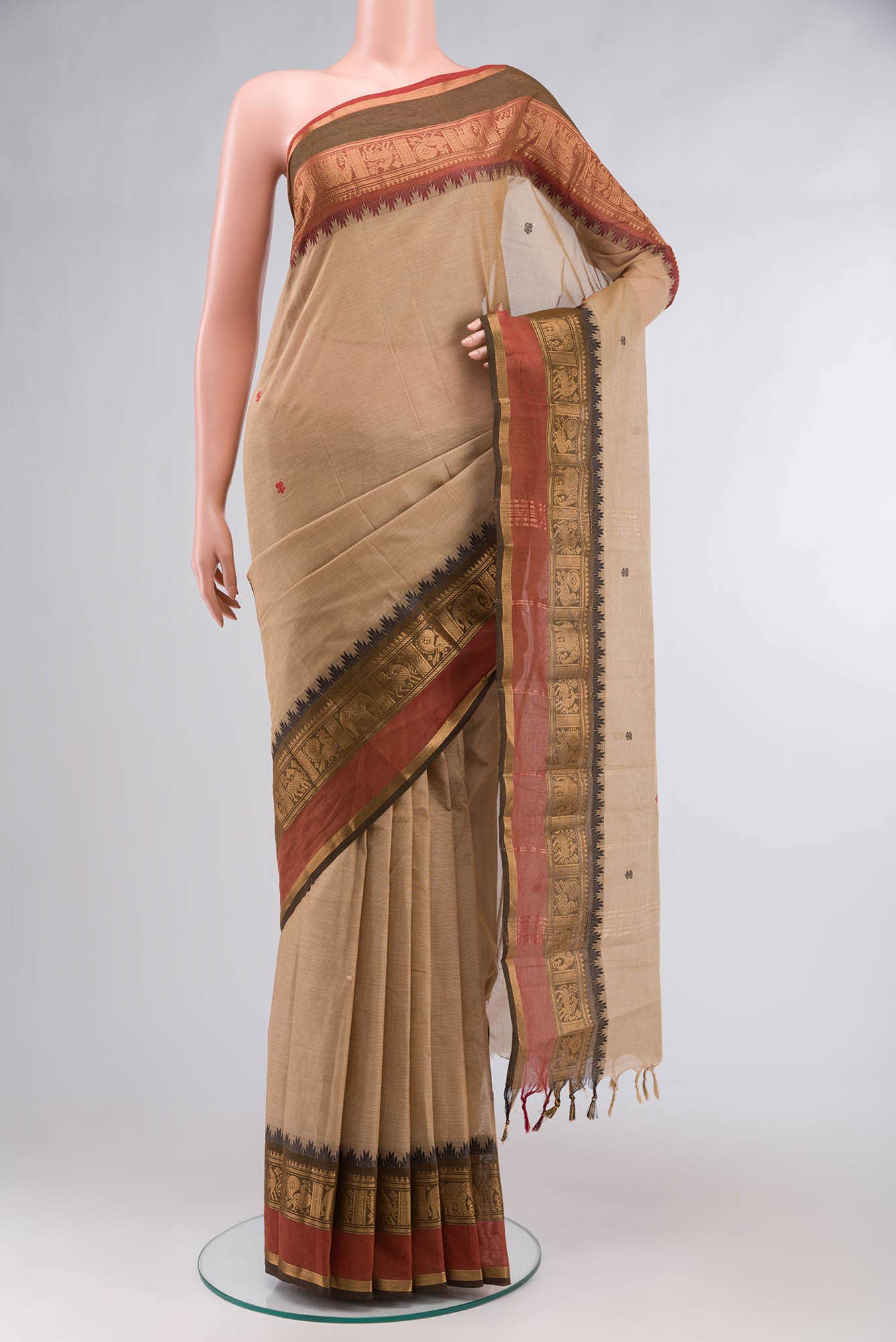 Beige Kanchi Cotton Saree