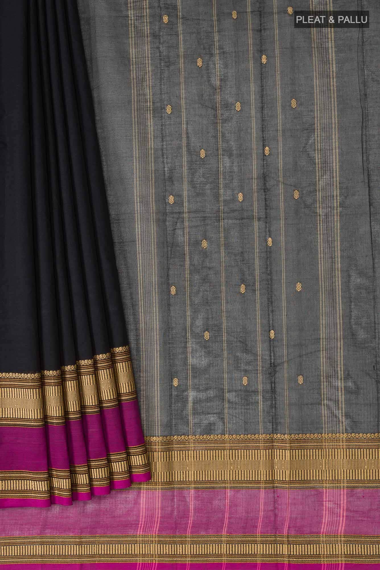 Black Kanchi Cotton Saree