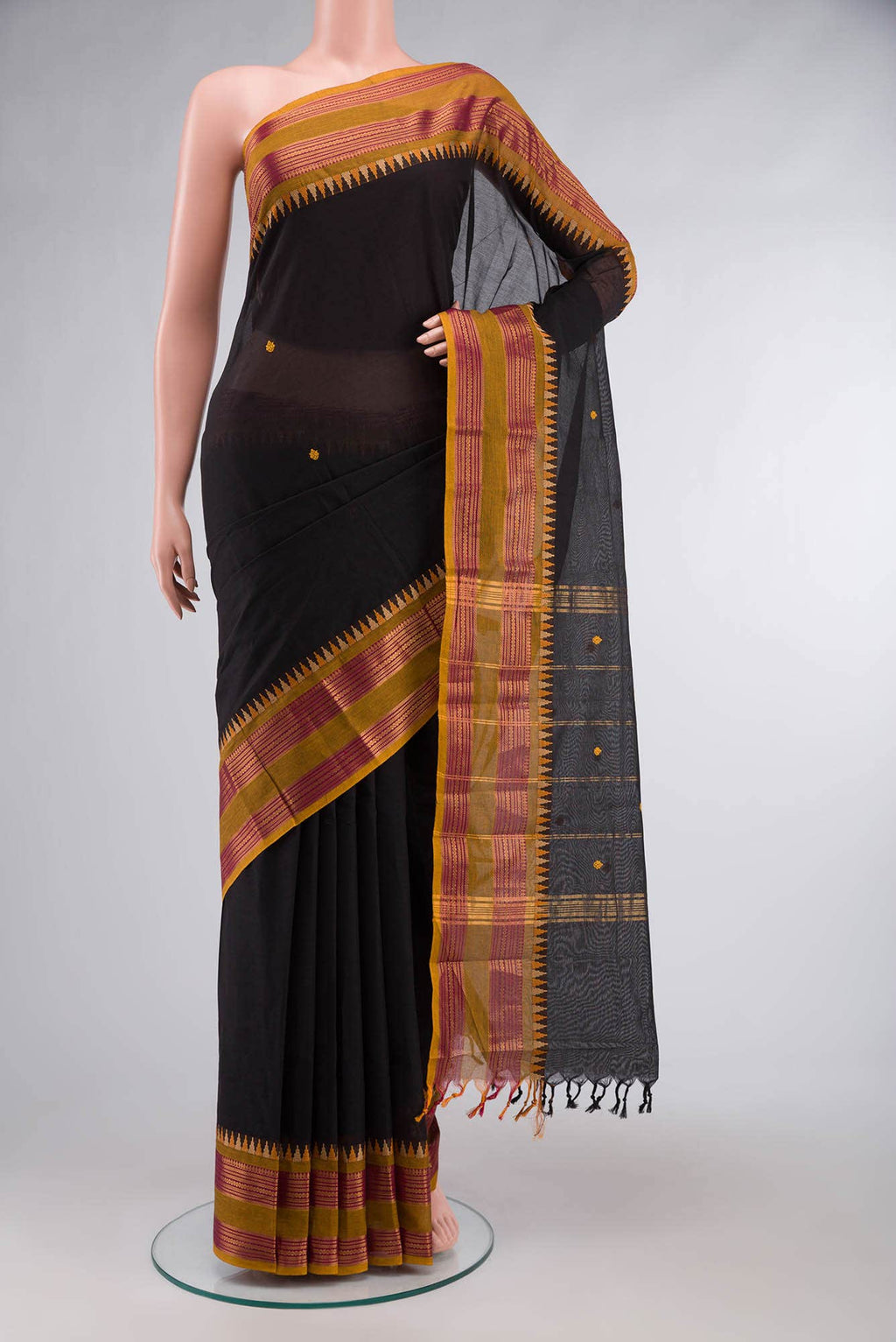Black Kanchi Cotton Saree