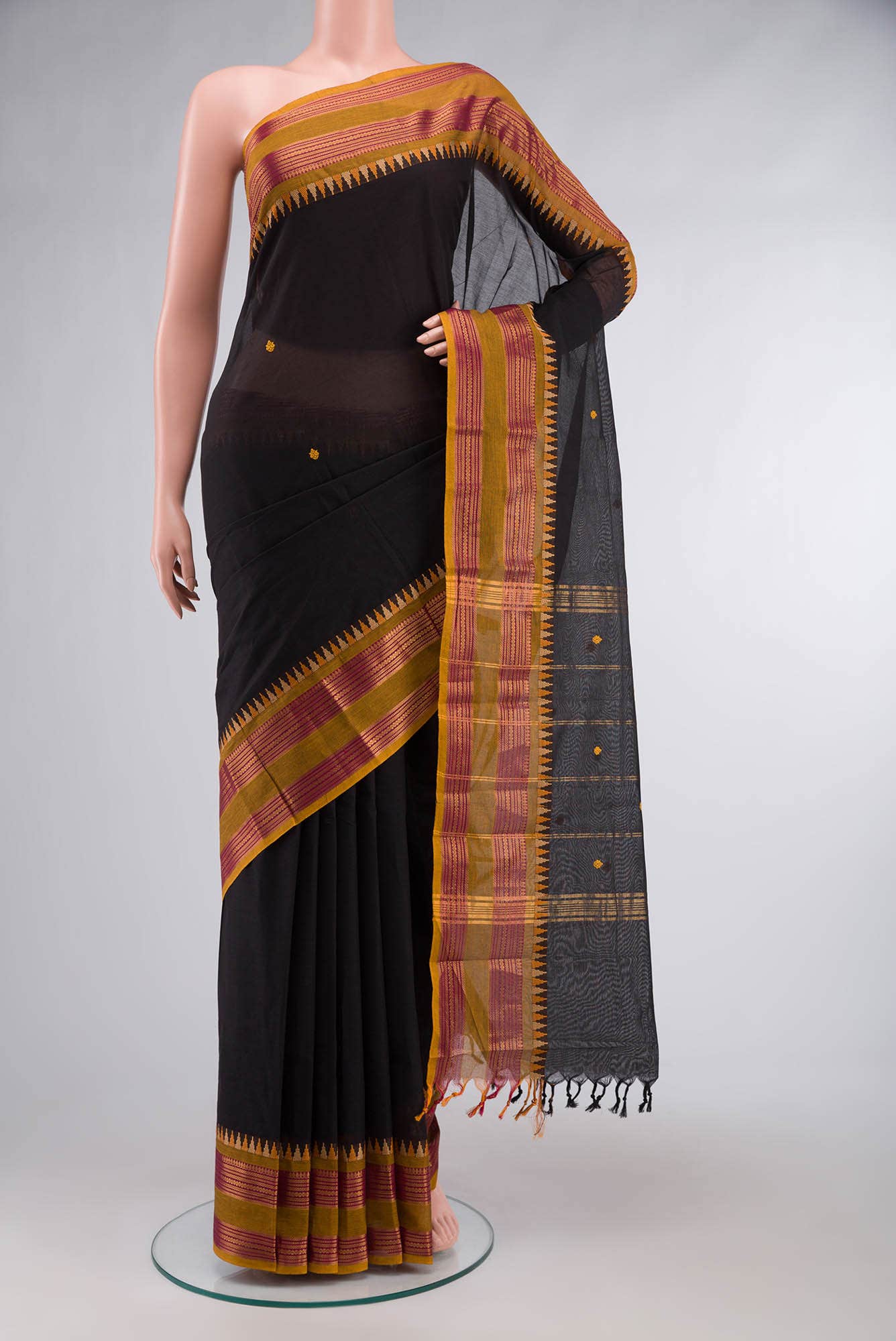 Black Kanchi Cotton Saree