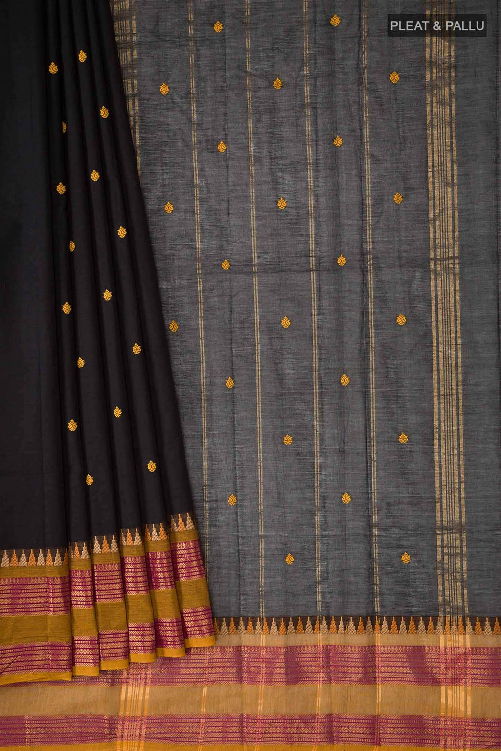 Black Kanchi Cotton Saree