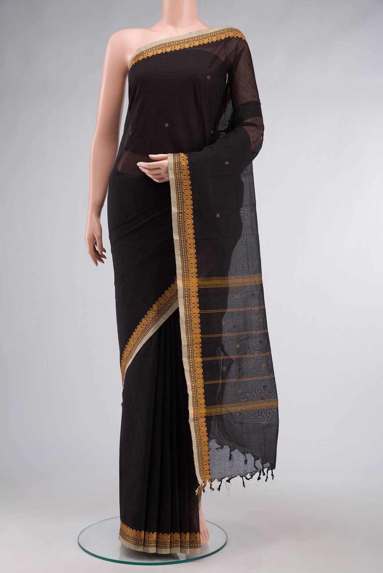 Black Kanchi Cotton Saree