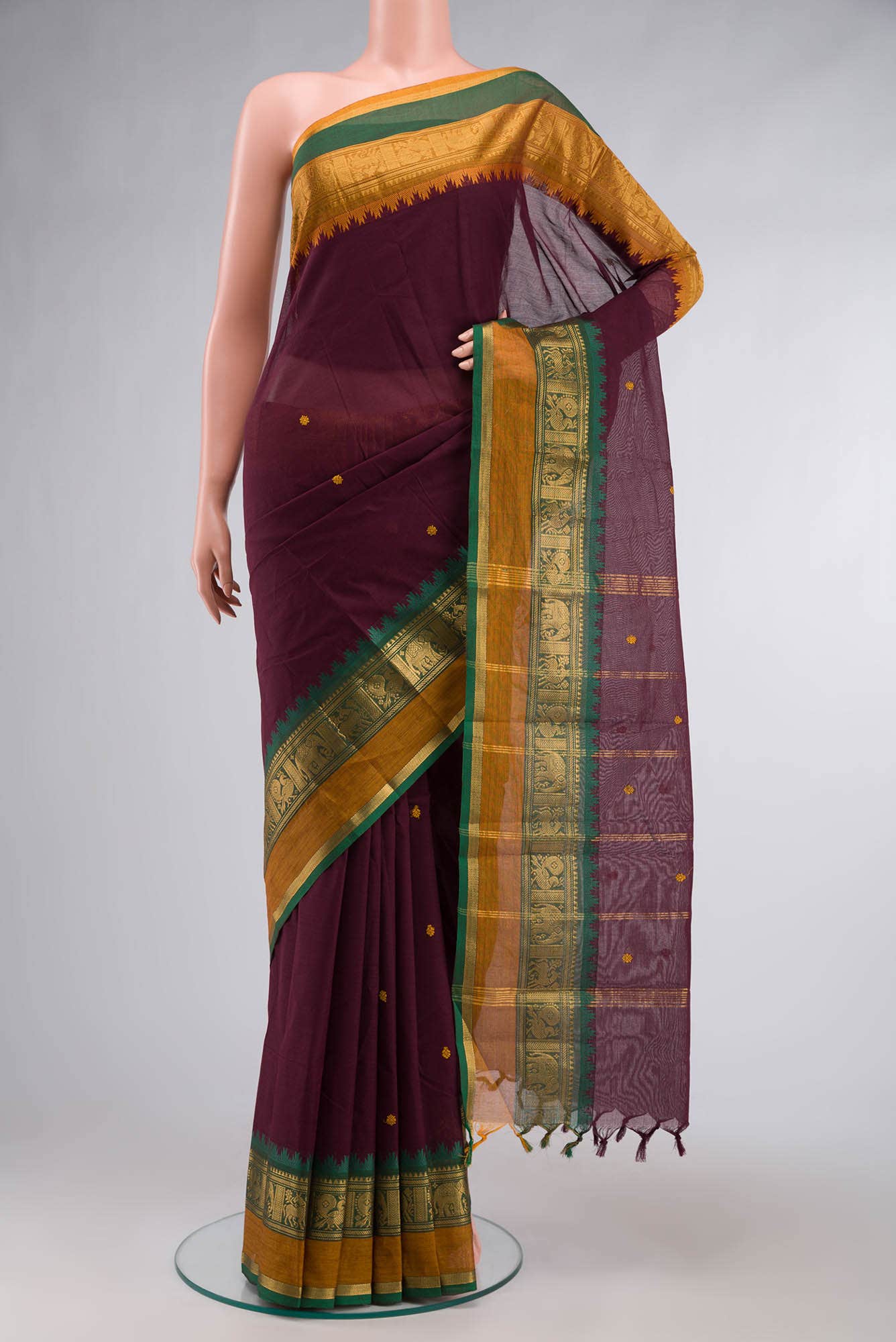 Brown Kanchi Cotton Saree