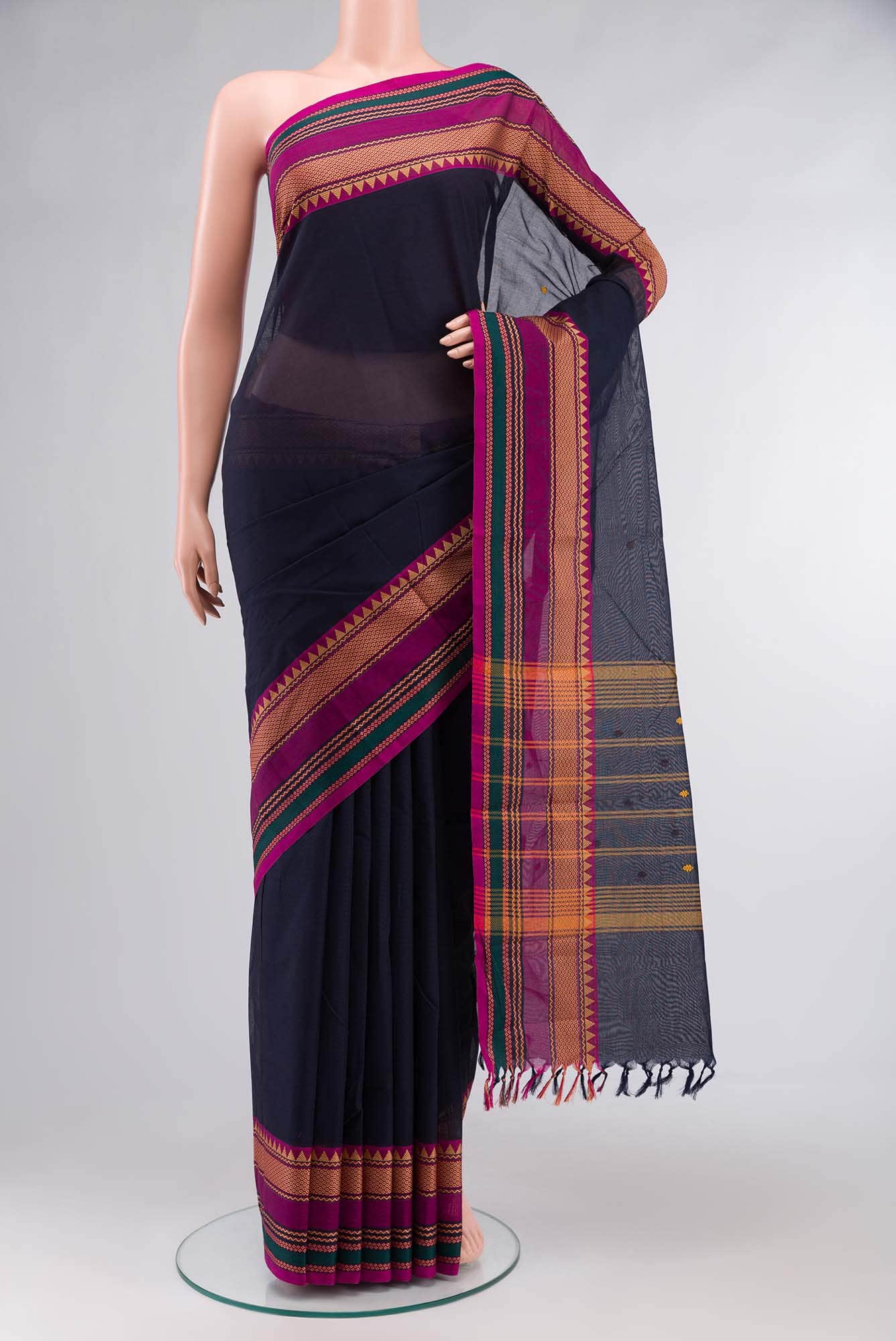 Navy Blue Kanchi Cotton Saree