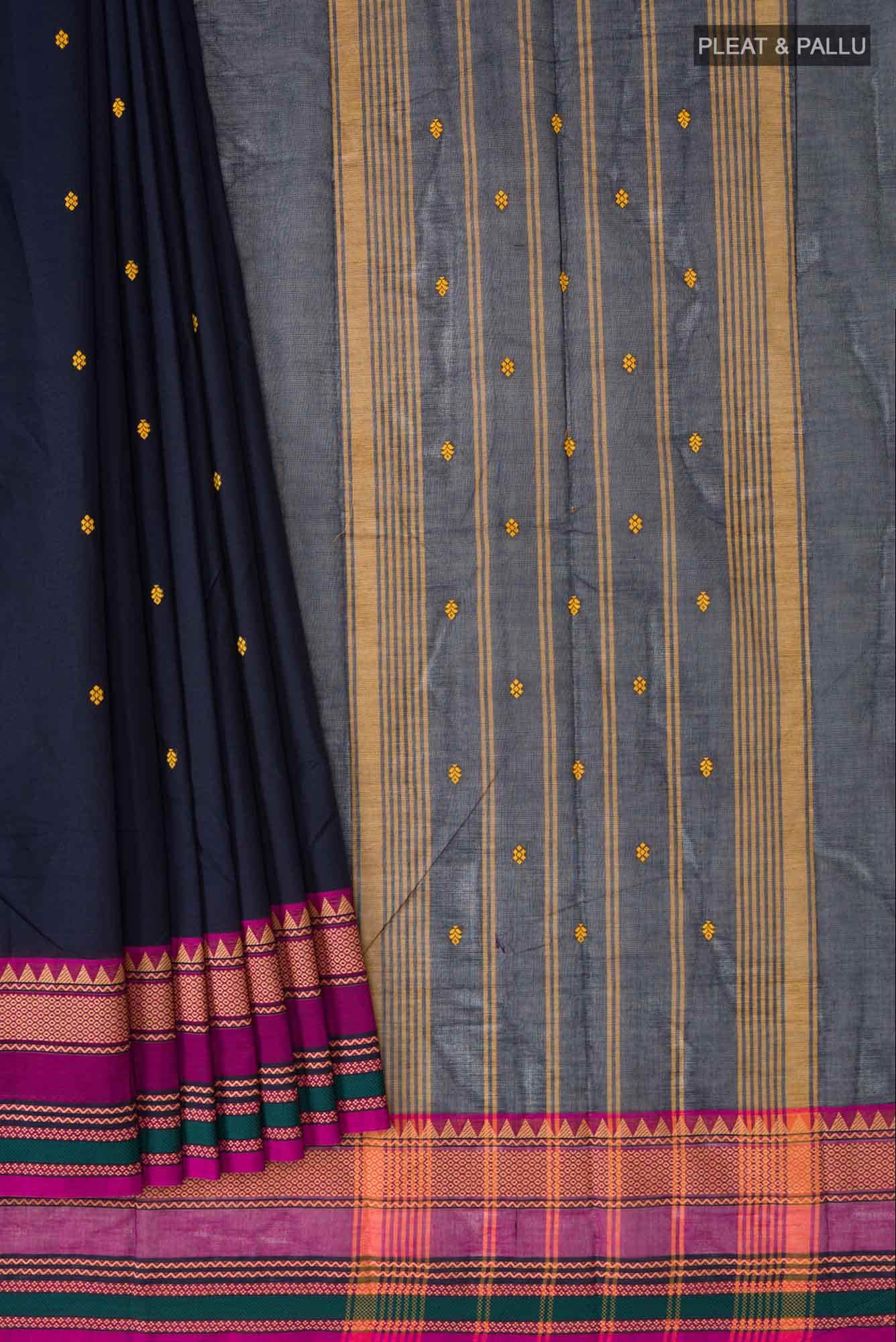 Navy Blue Kanchi Cotton Saree