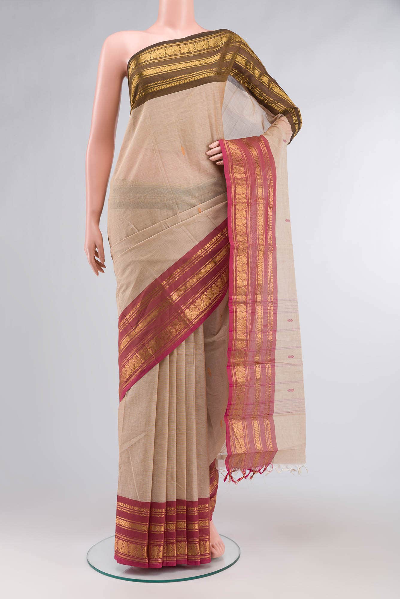Beige Kanchi Cotton Saree
