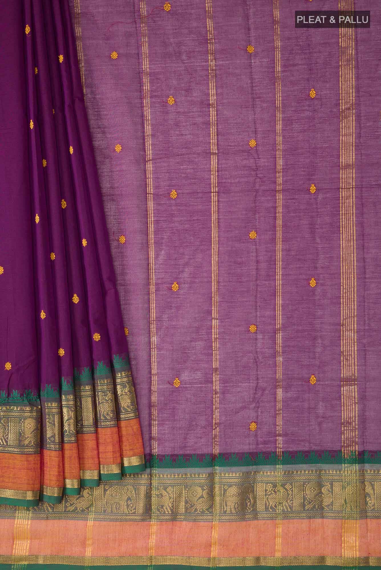 Magenta Kanchi Cotton Saree