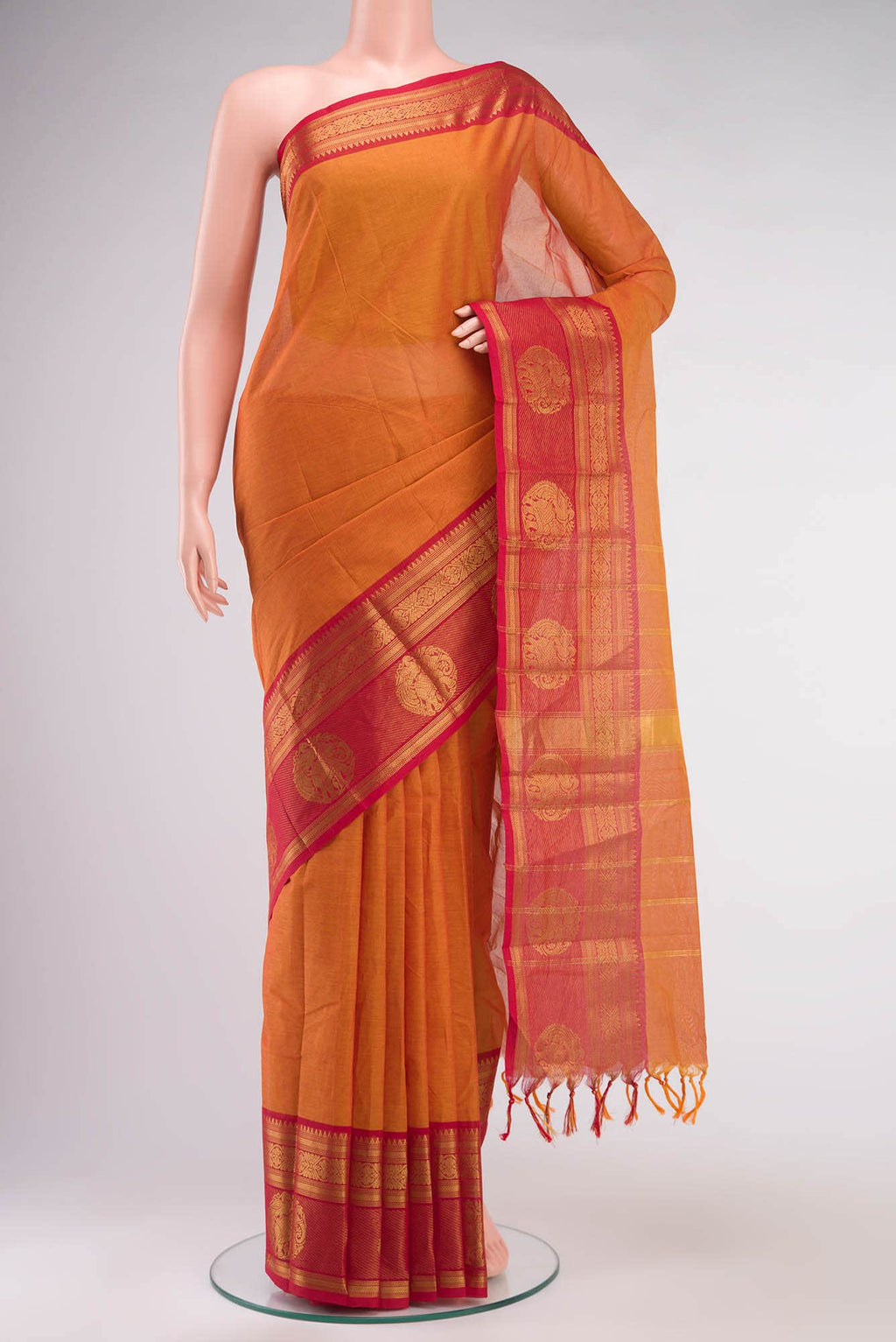 Orange Kanchi Cotton Saree