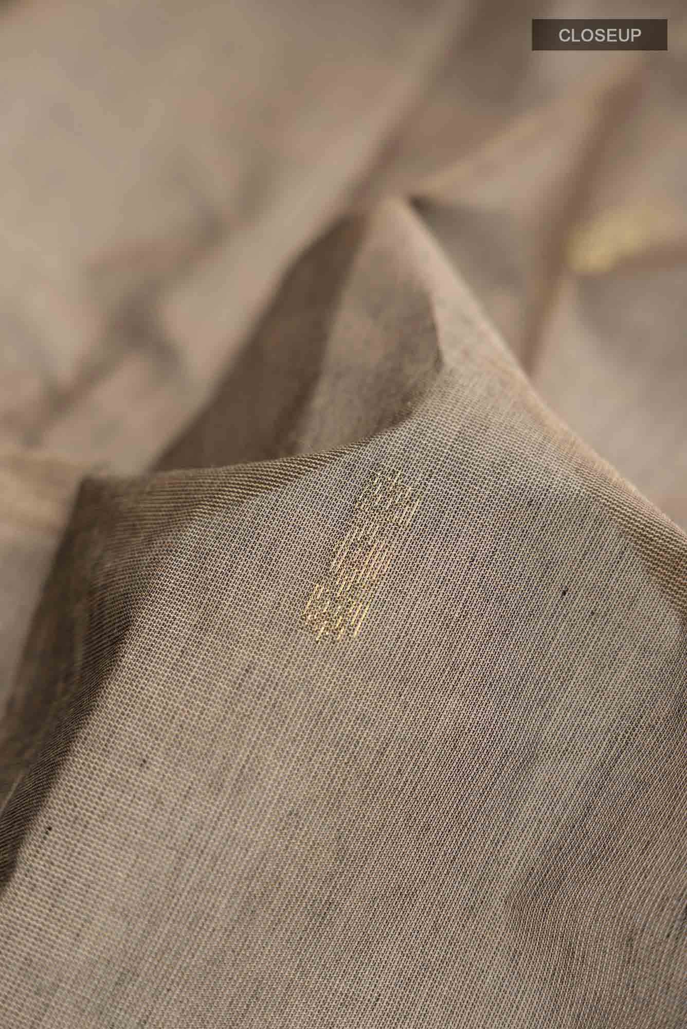 Beige with Black Dual Tone Kanchi Cotton Saree