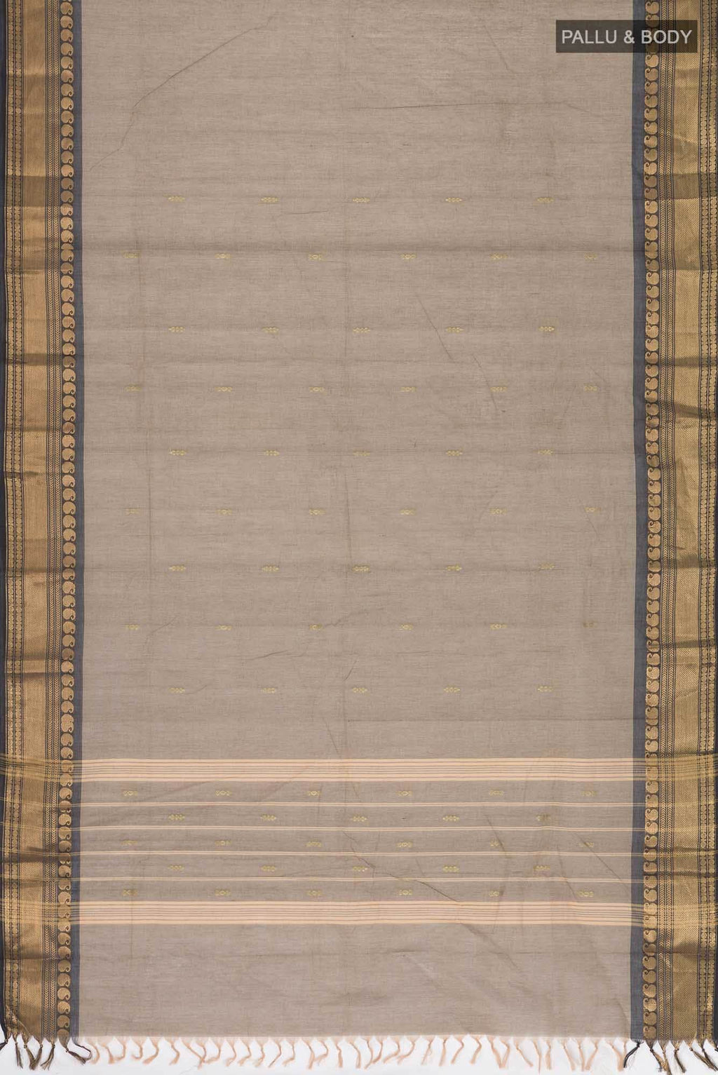 Beige with Black Dual Tone Kanchi Cotton Saree