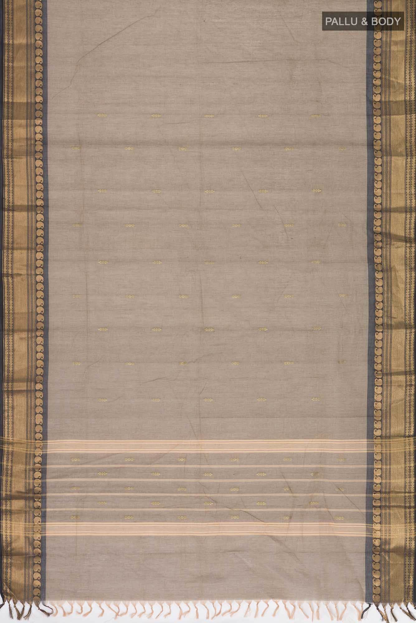 Beige with Black Dual Tone Kanchi Cotton Saree