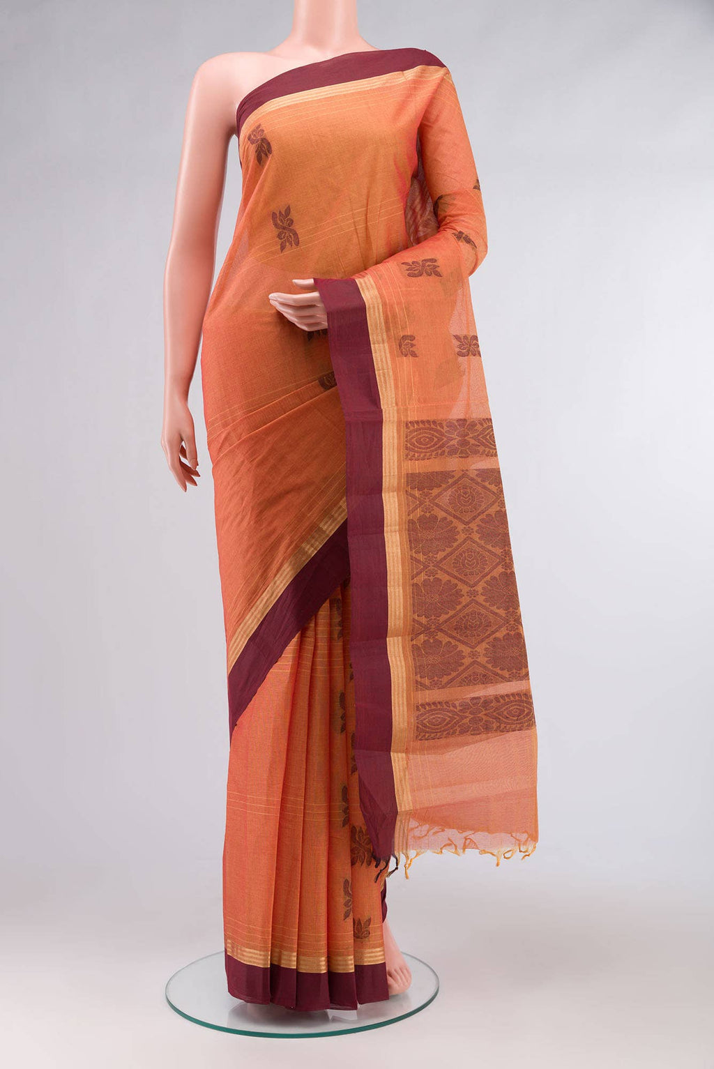 Orange Kanchi Cotton Saree
