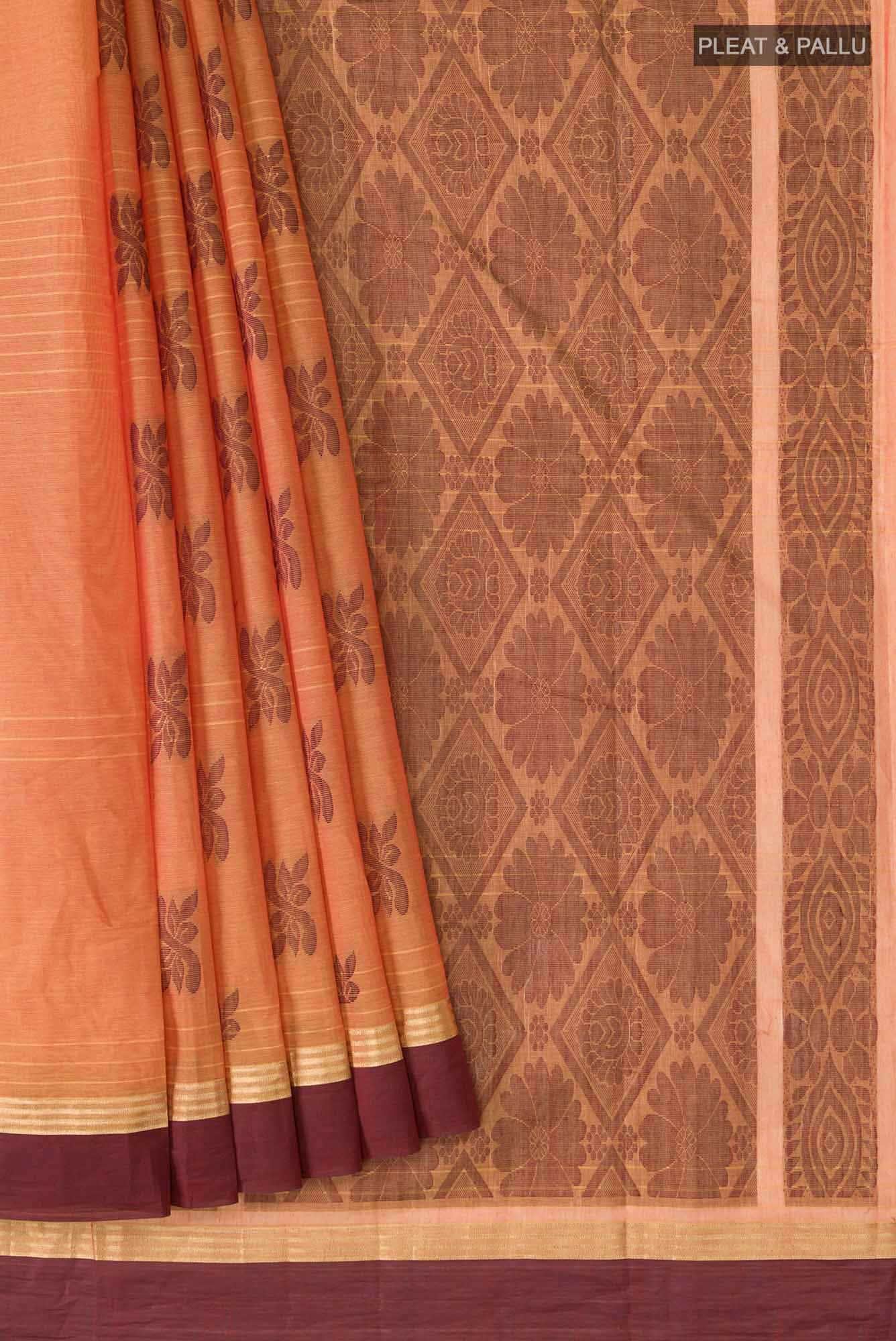 Orange Kanchi Cotton Saree