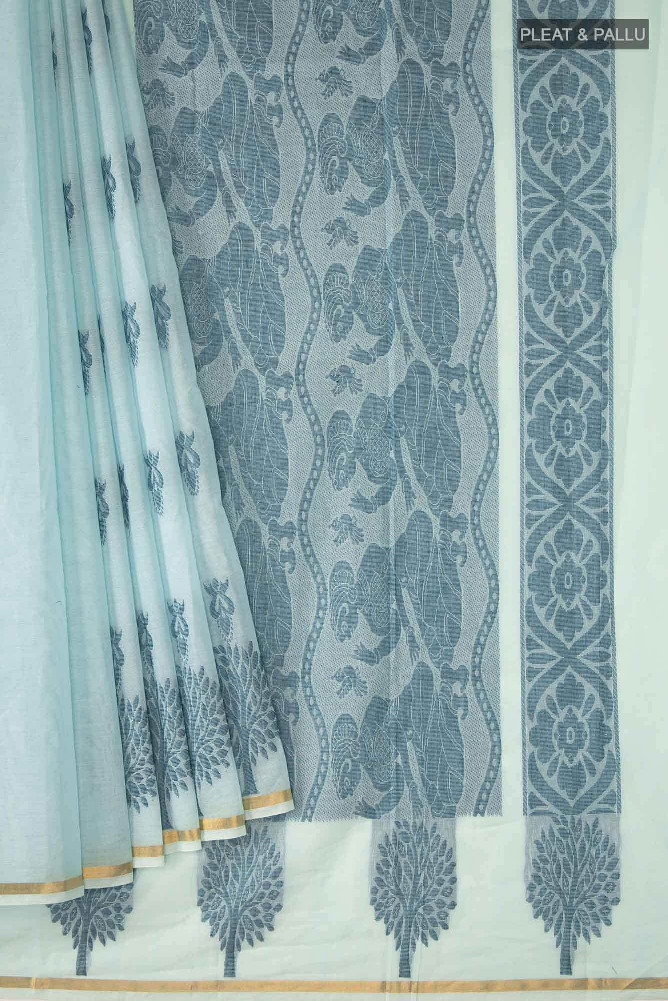 Blue Kanchi Cotton Saree