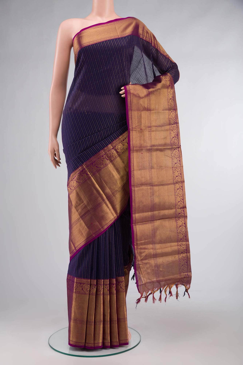 Navy Blue Kanchi Cotton Saree