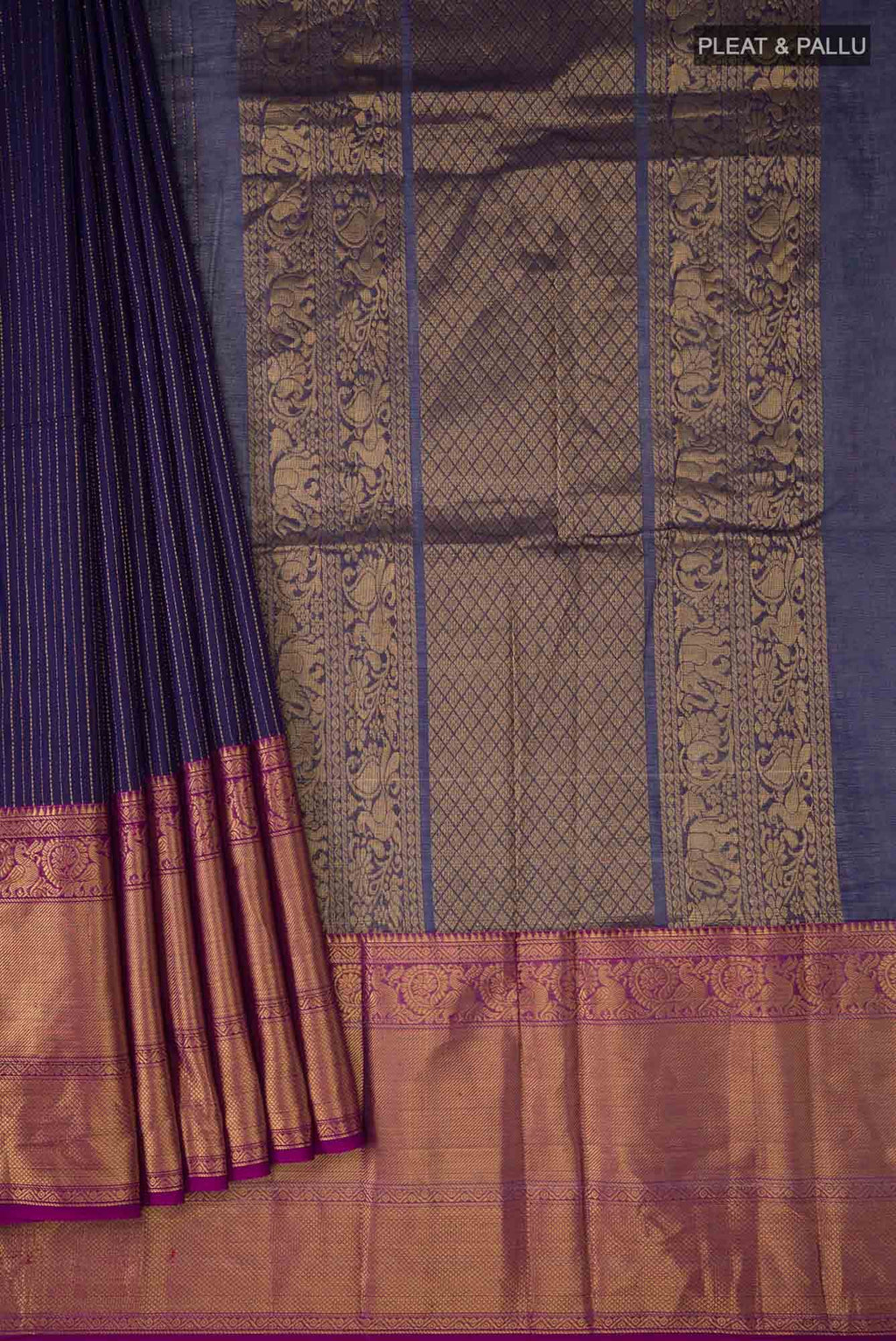 Navy Blue Kanchi Cotton Saree