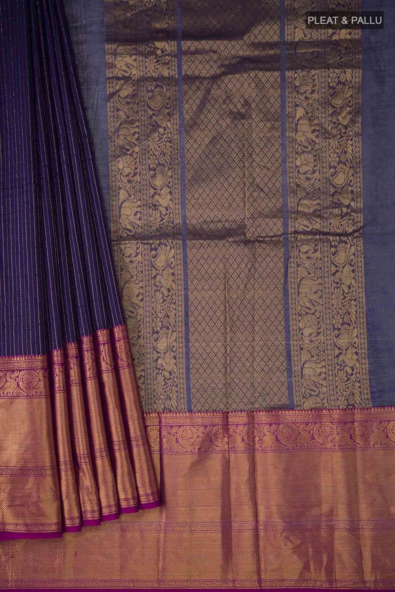 Navy Blue Kanchi Cotton Saree