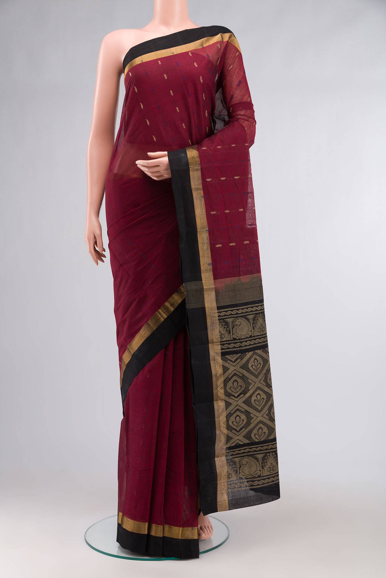 Maroon Kanchi Cotton Saree