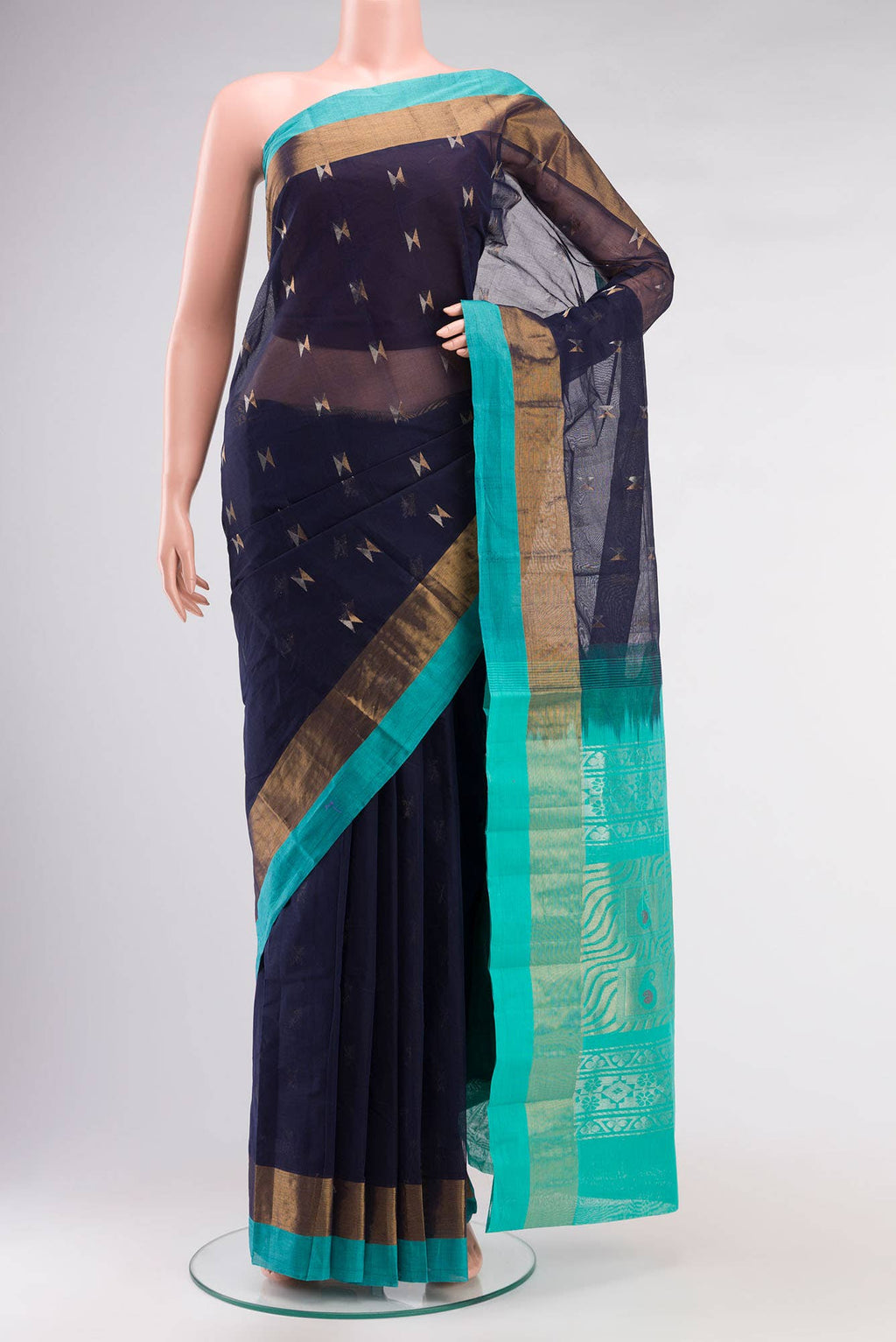 Navy Blue Kanchi Cotton Saree