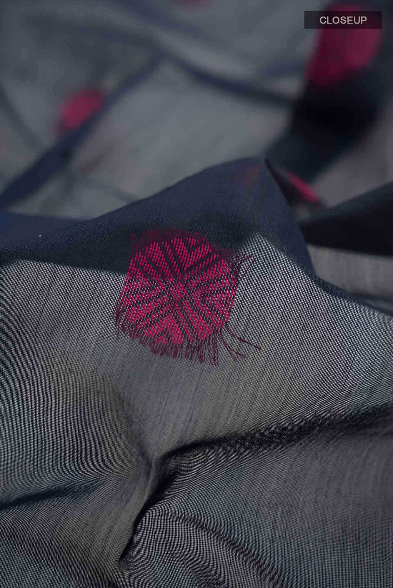 Navy Blue Blended Silk Cotton Saree