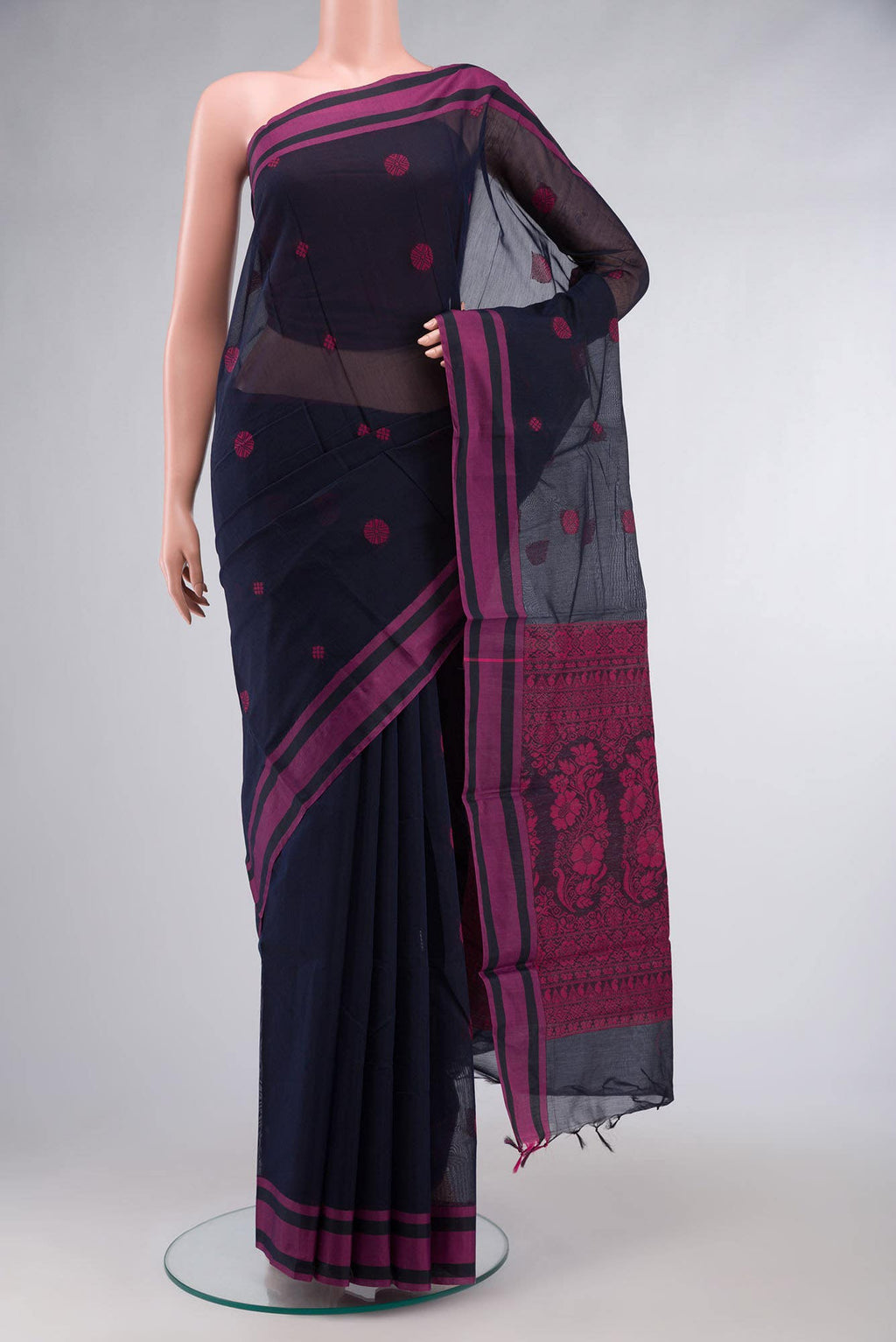 Navy Blue Blended Silk Cotton Saree