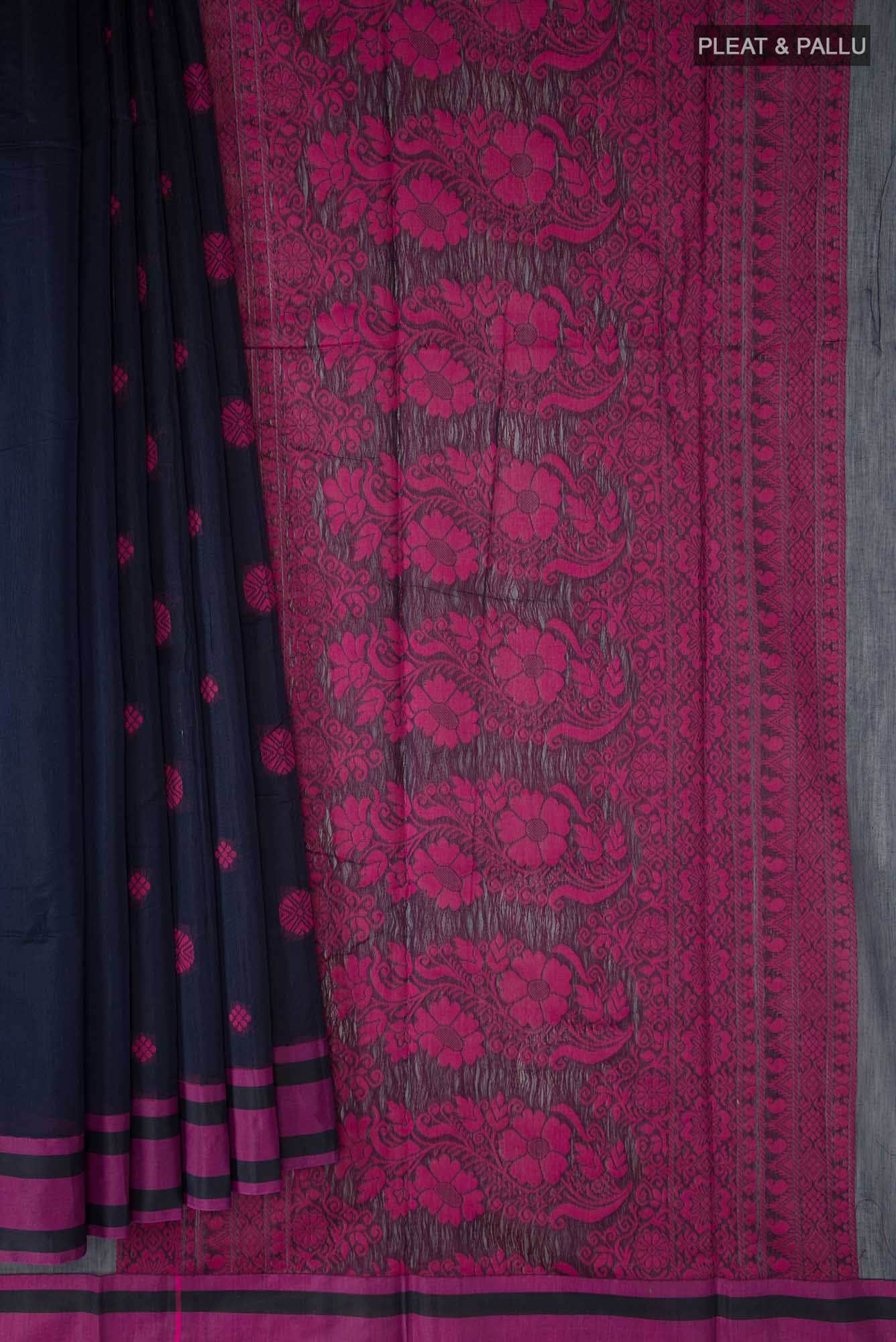 Navy Blue Blended Silk Cotton Saree