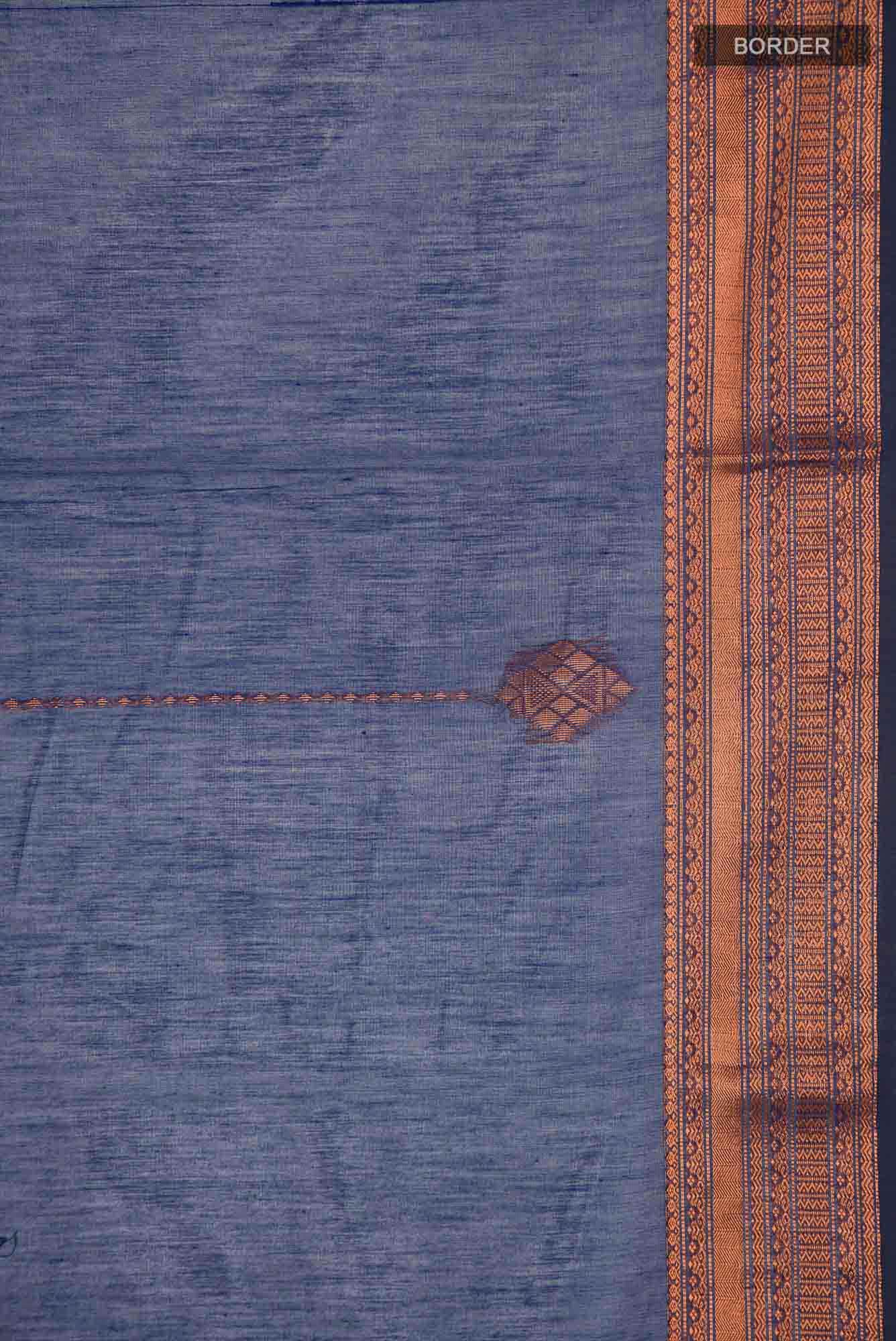 Blue Blended Silk Cotton Saree