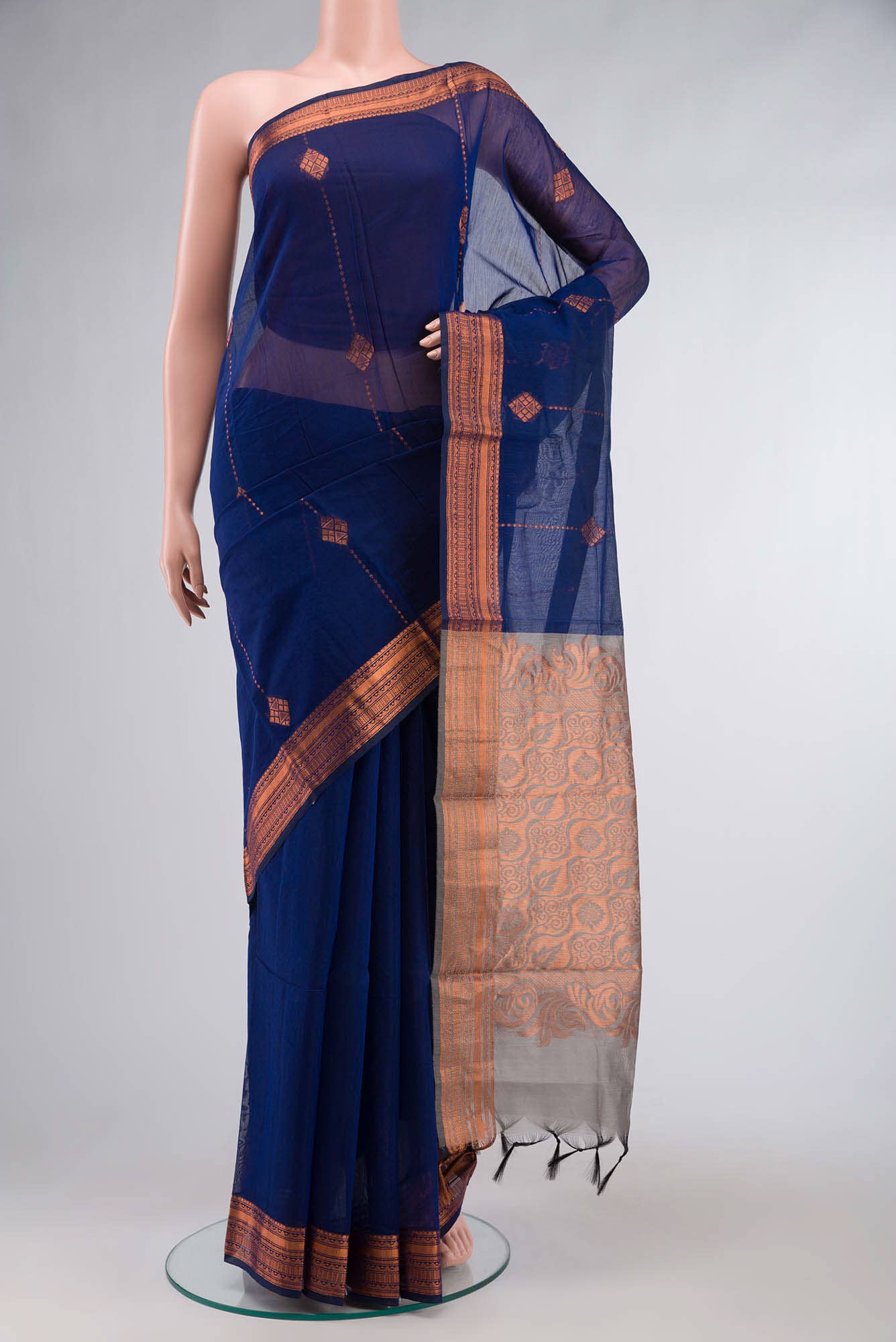 Blue Blended Silk Cotton Saree