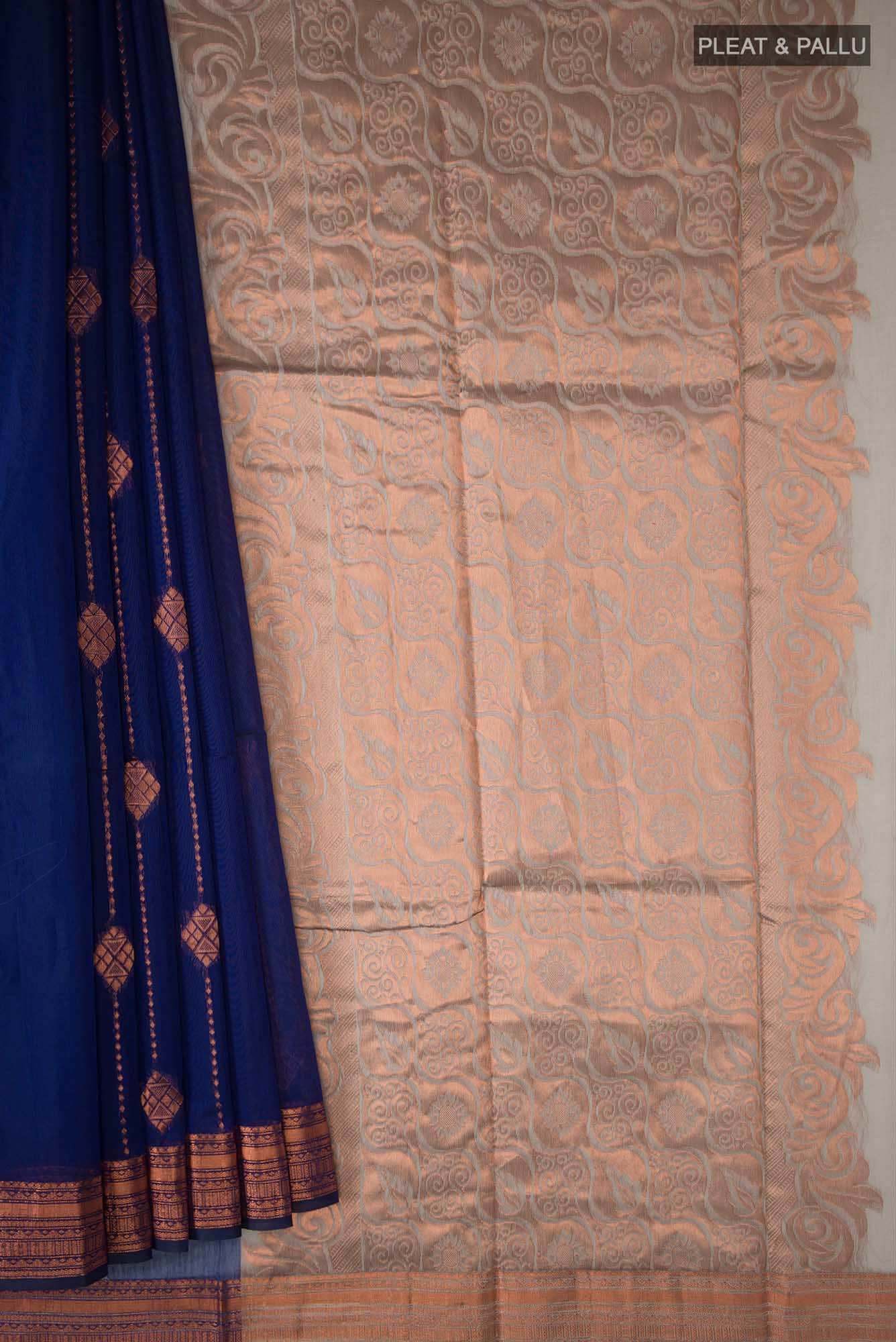 Blue Blended Silk Cotton Saree