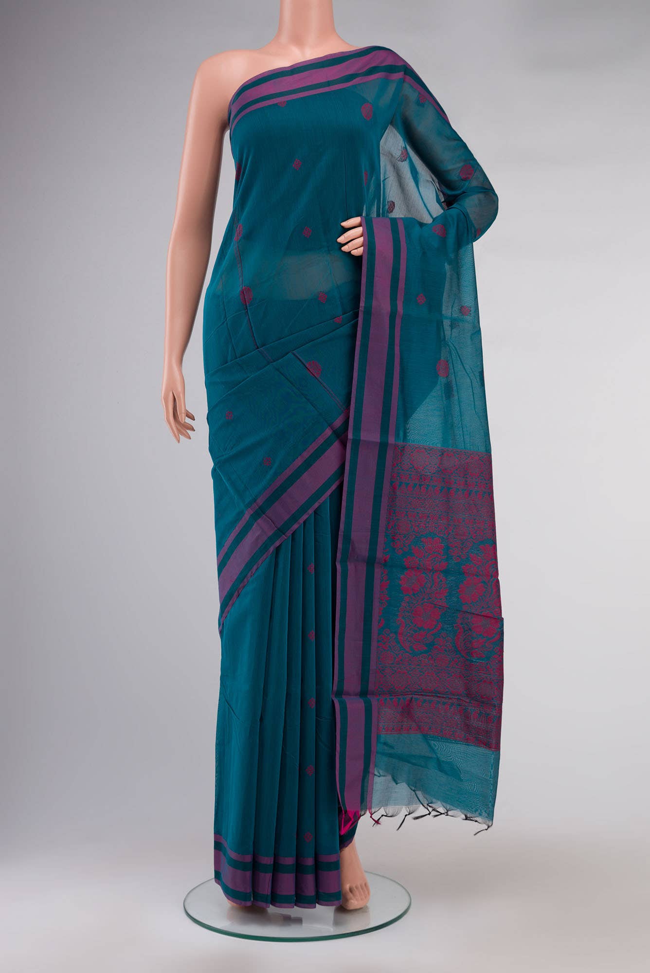 Blue Blended Silk Cotton Saree