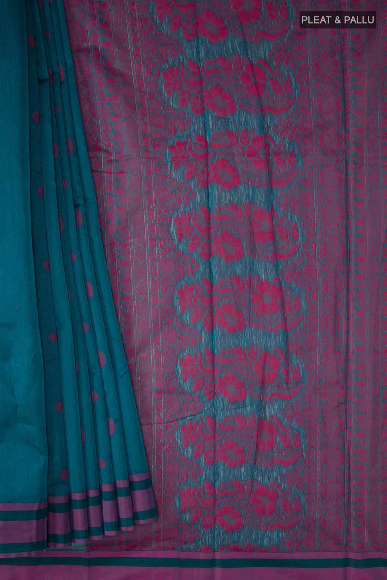Blue Blended Silk Cotton Saree