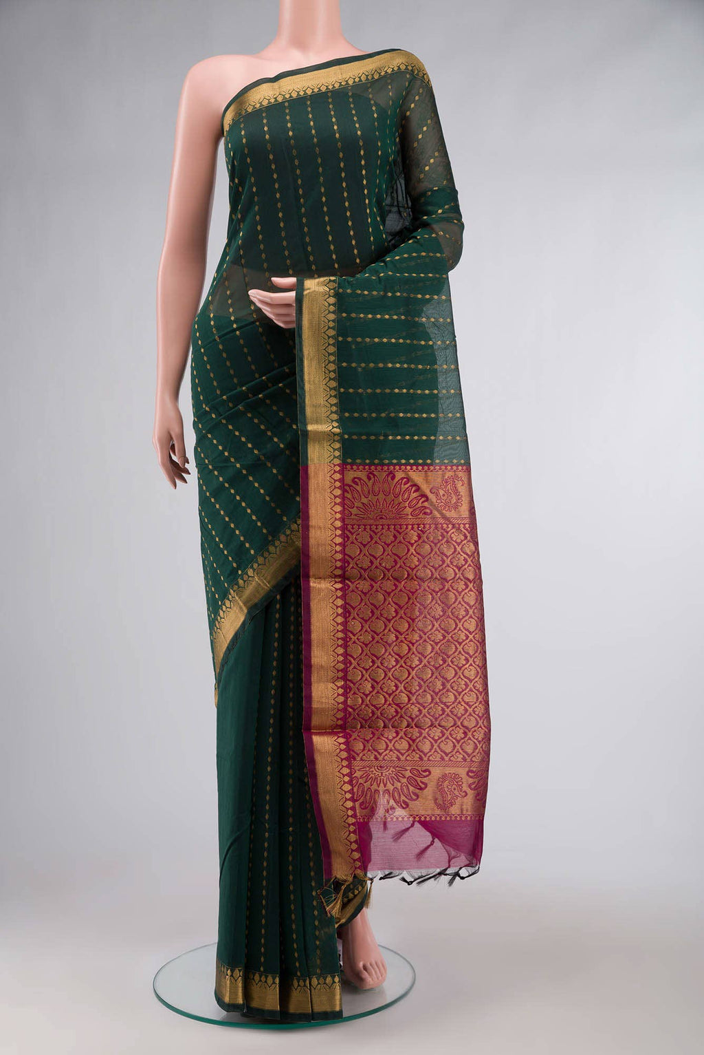 Green Blended Silk Cotton Saree