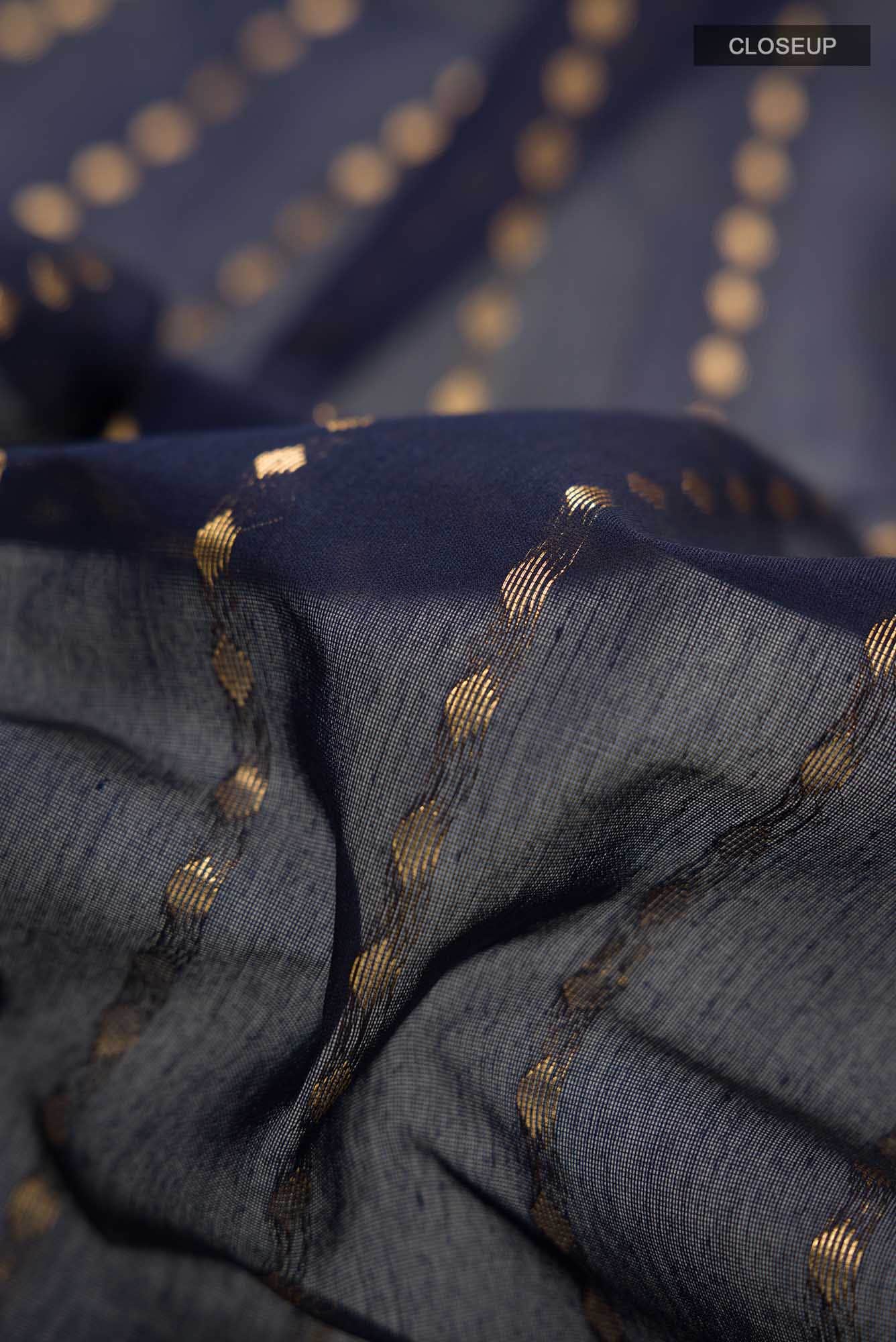 Navy Blue Blended Silk Cotton Saree