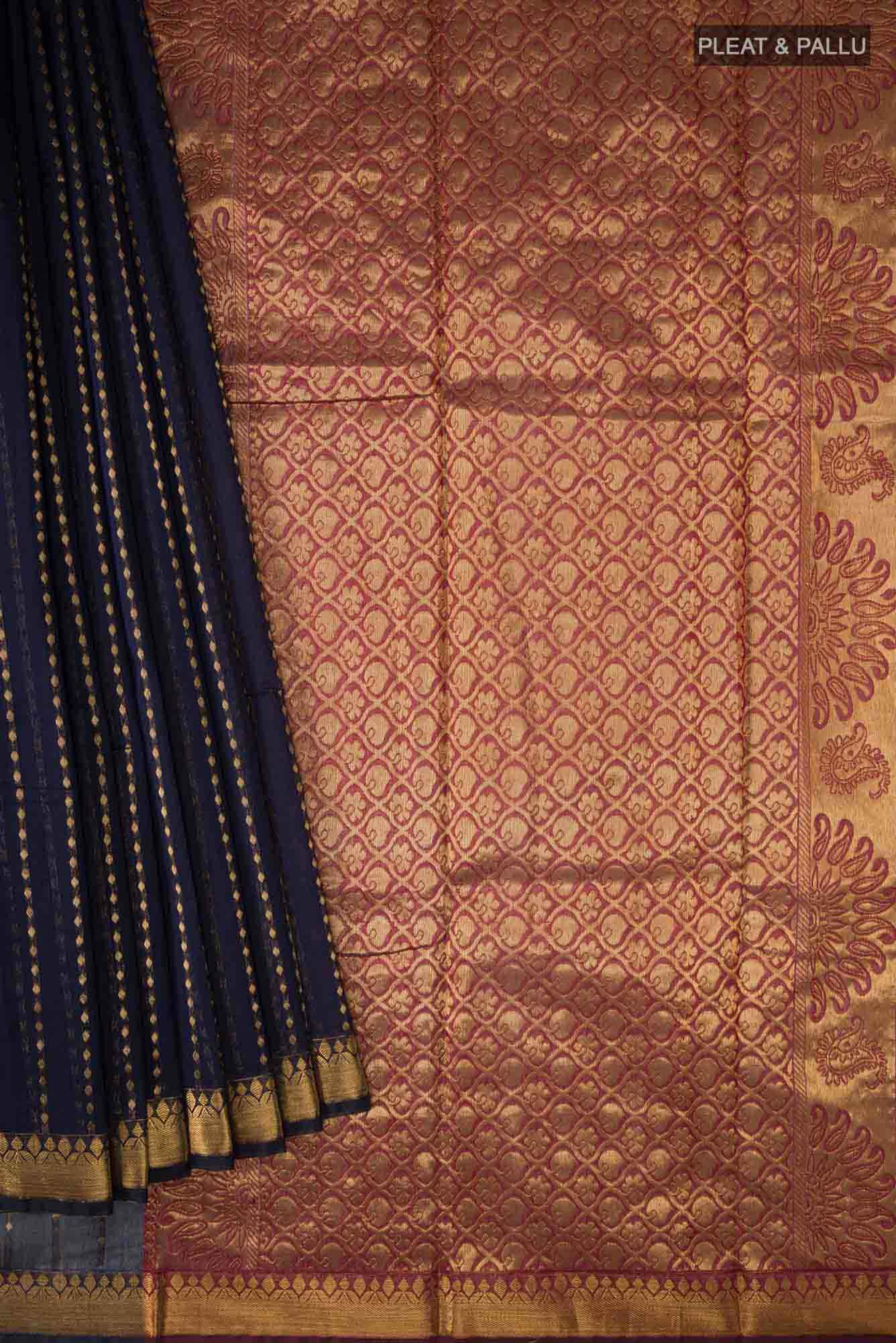 Navy Blue Blended Silk Cotton Saree